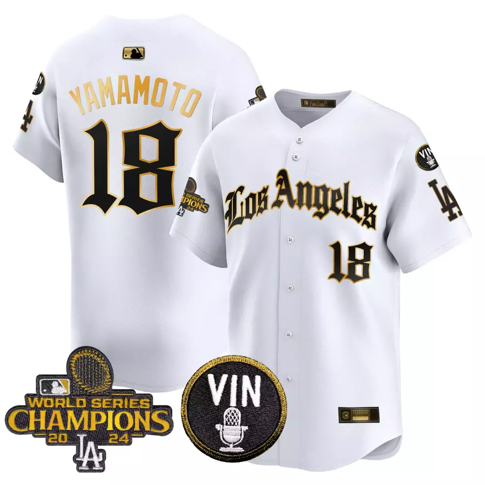 Yamamoto 18 Dodgers 2024 Men’s White Vapor Jersey | World Series Champions Patch | For Men, Women & You