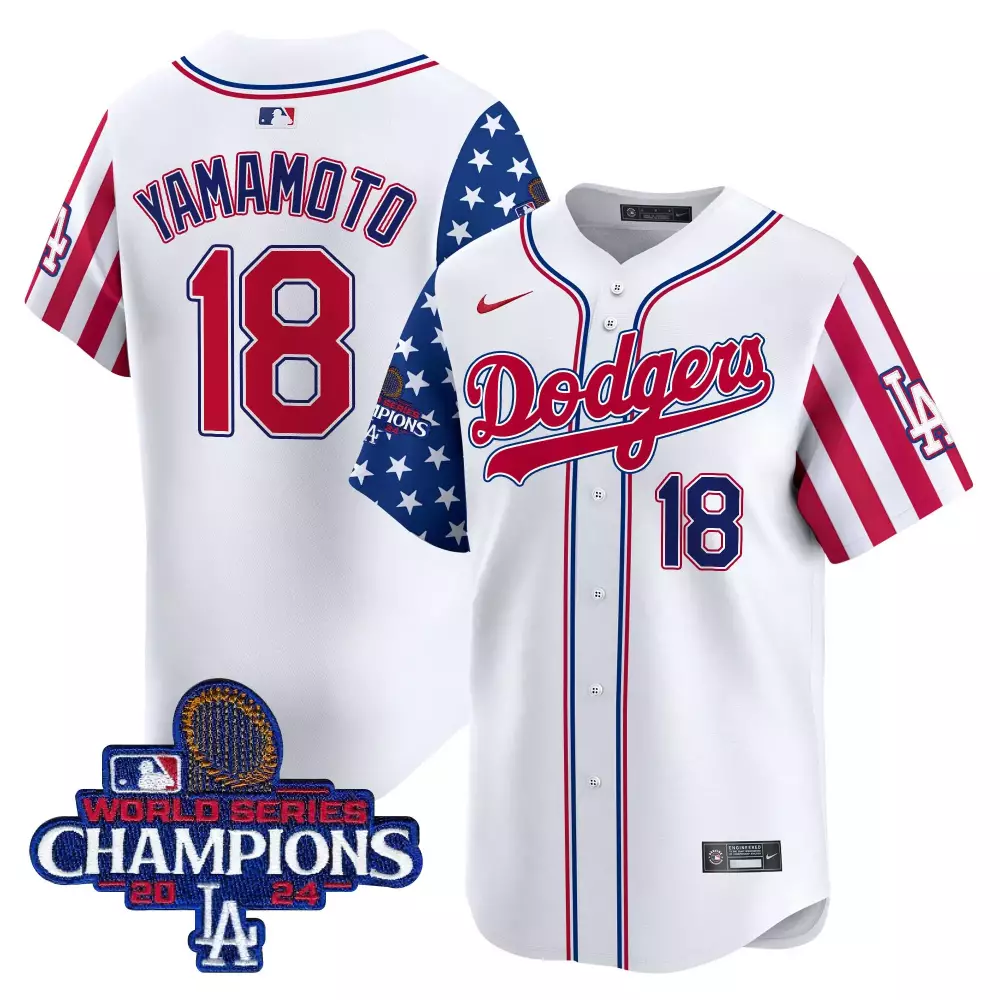 yamamoto 18 men s stitched vapor jersey dodgers white 2024 world series champions edition