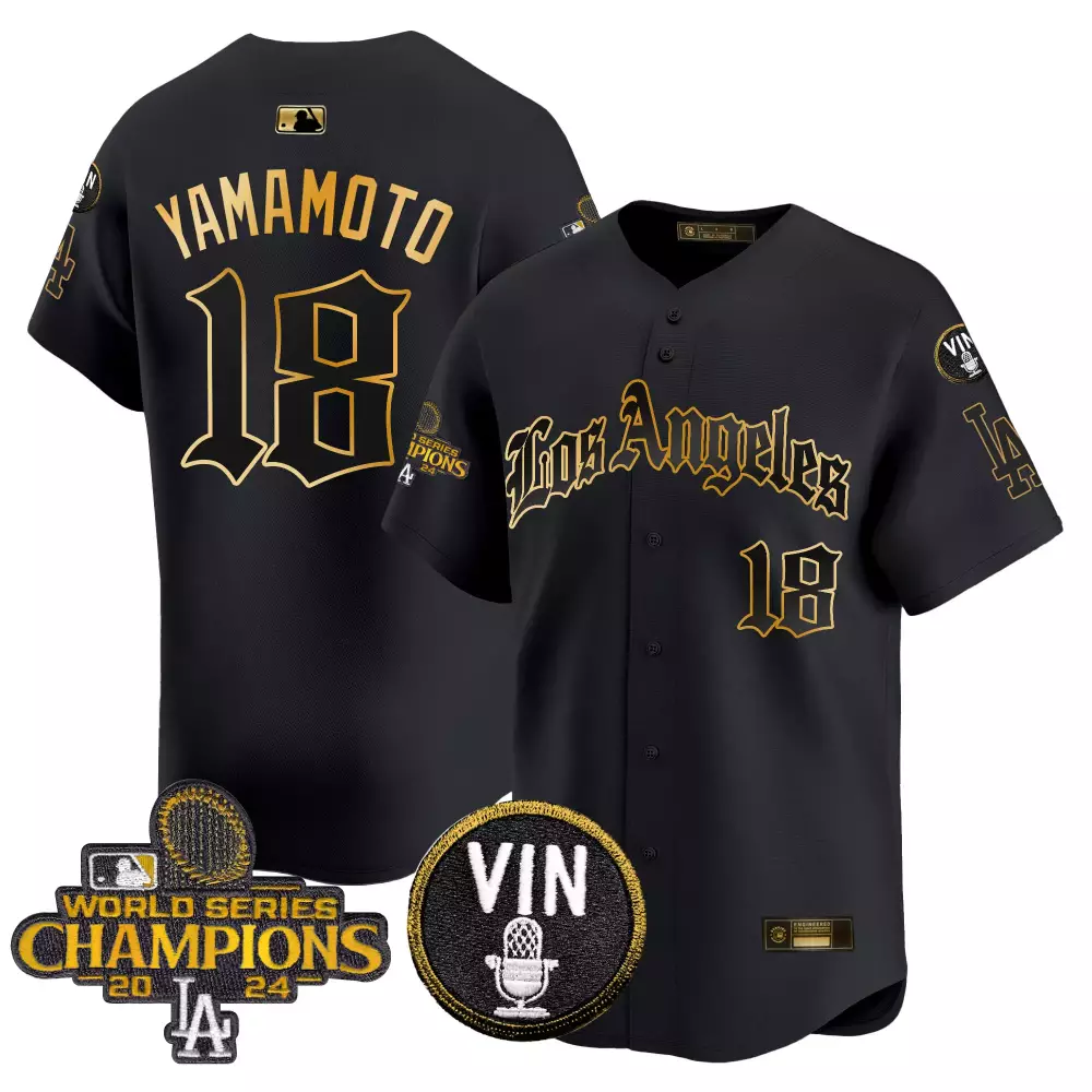 yamamoto 18 men s stitched vapor jersey la dodgers black 2024 world series champions edition