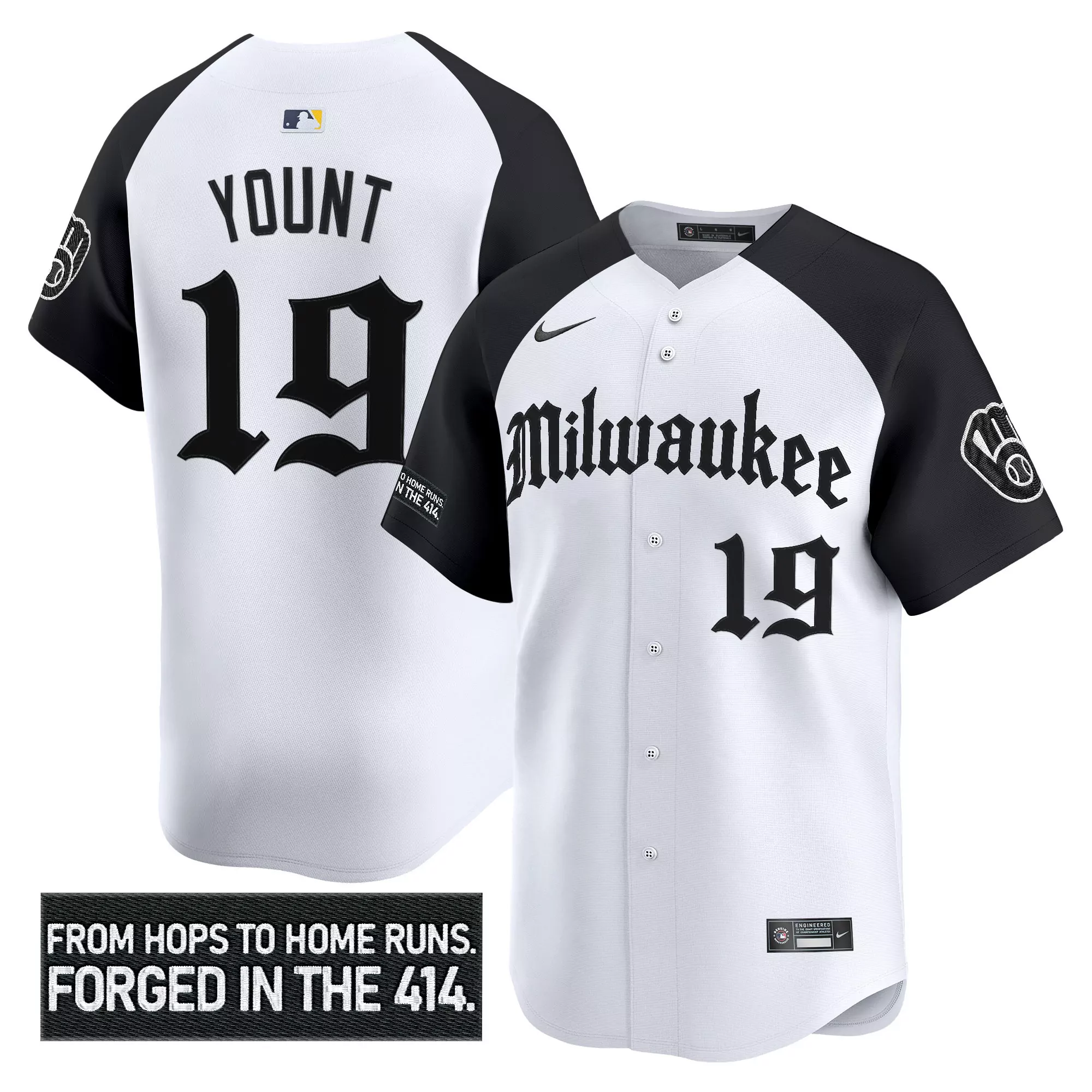 yount 19 men s milwaukee brewers black white vapor jersey with embroidered patch 2023