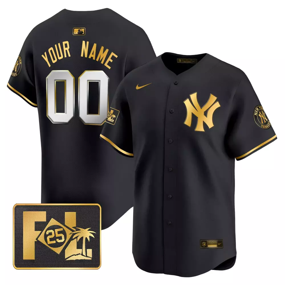 your name 00 men s black new york yankees 2025 spring training vapor jersey with embroidered patch