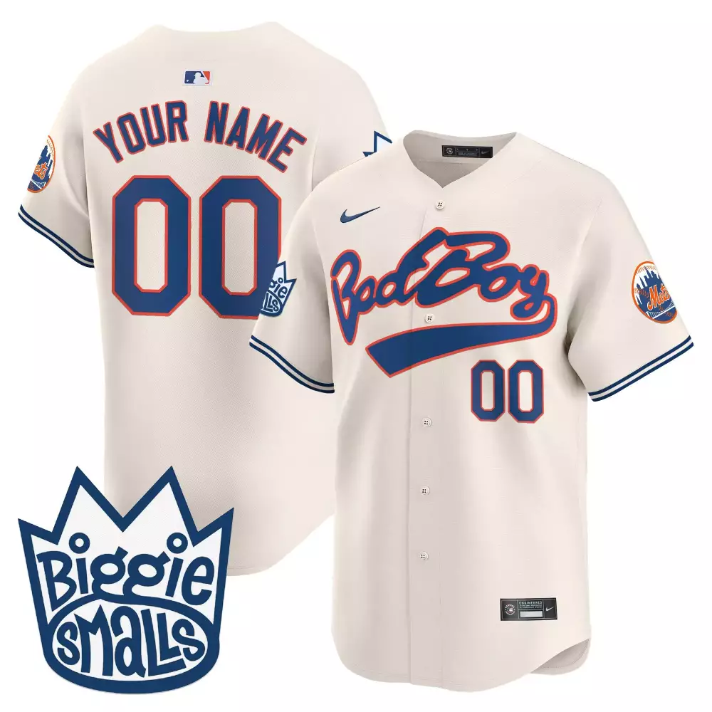 your name 00 men s stitched vapor jersey mets cream biggie smalls 2023 patch