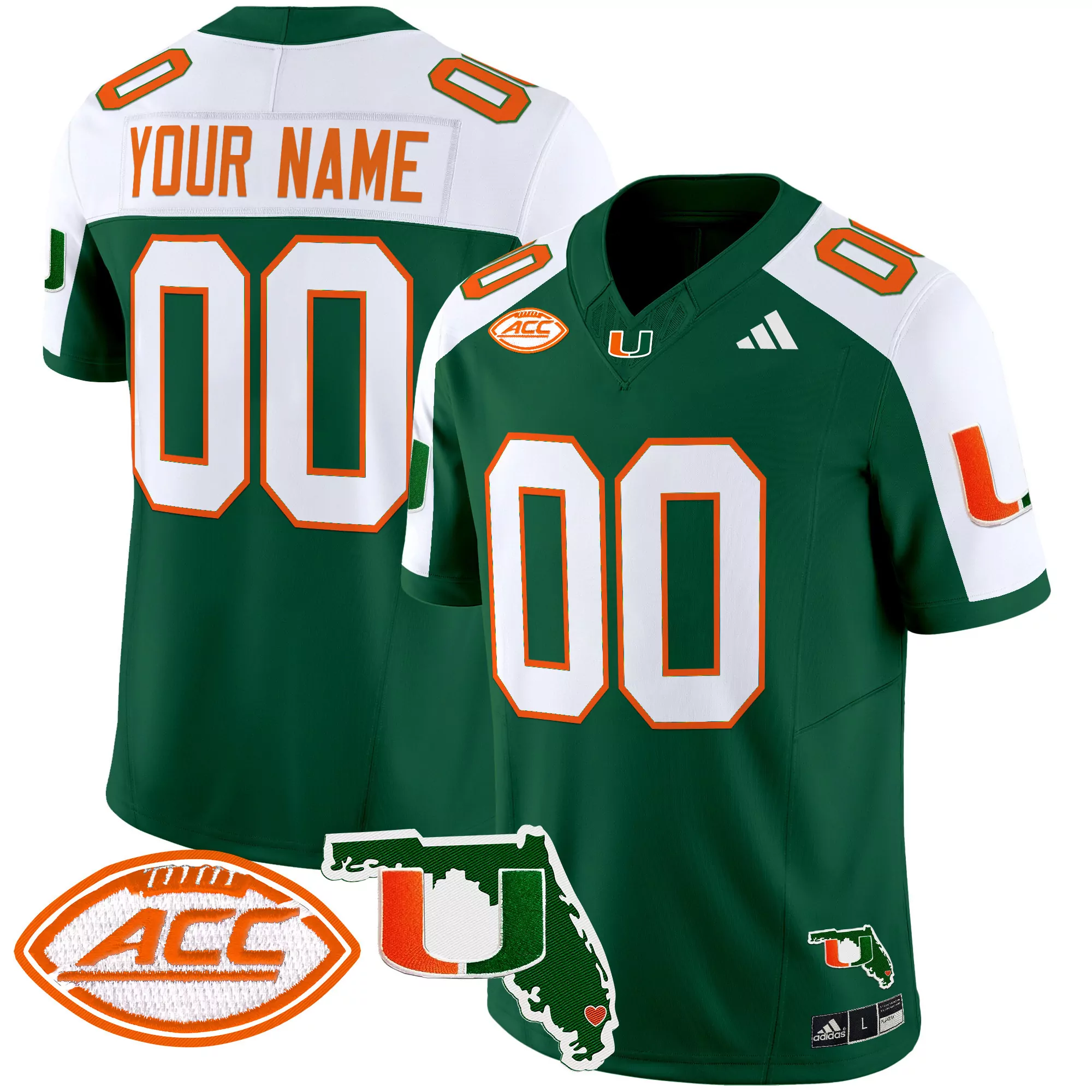 your name 00 men s orange miami hurricanes vapor stitched baseball jersey 2024 with acc patch