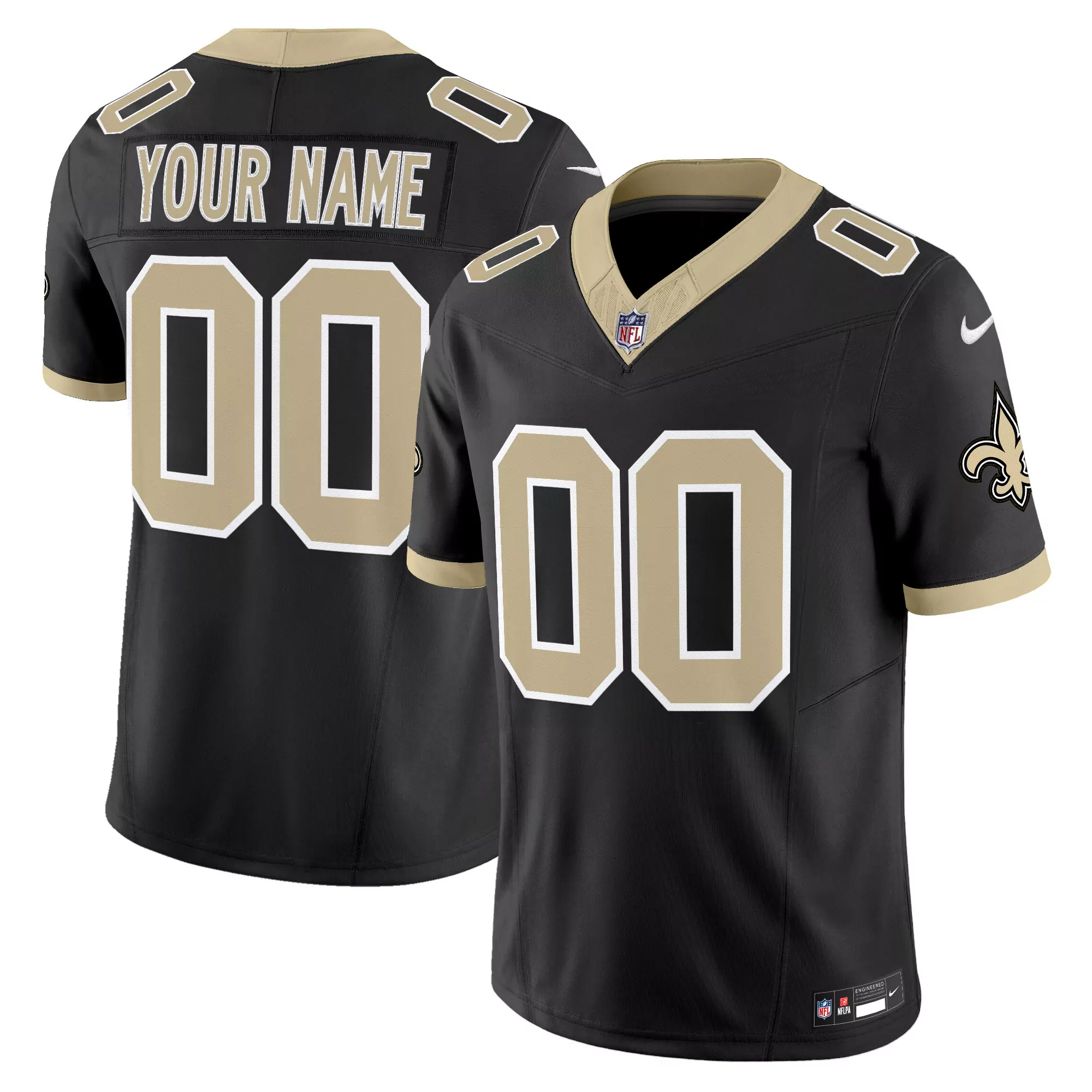 your name 00 men s stitched vapor jersey new orleans saints black 2023 edition