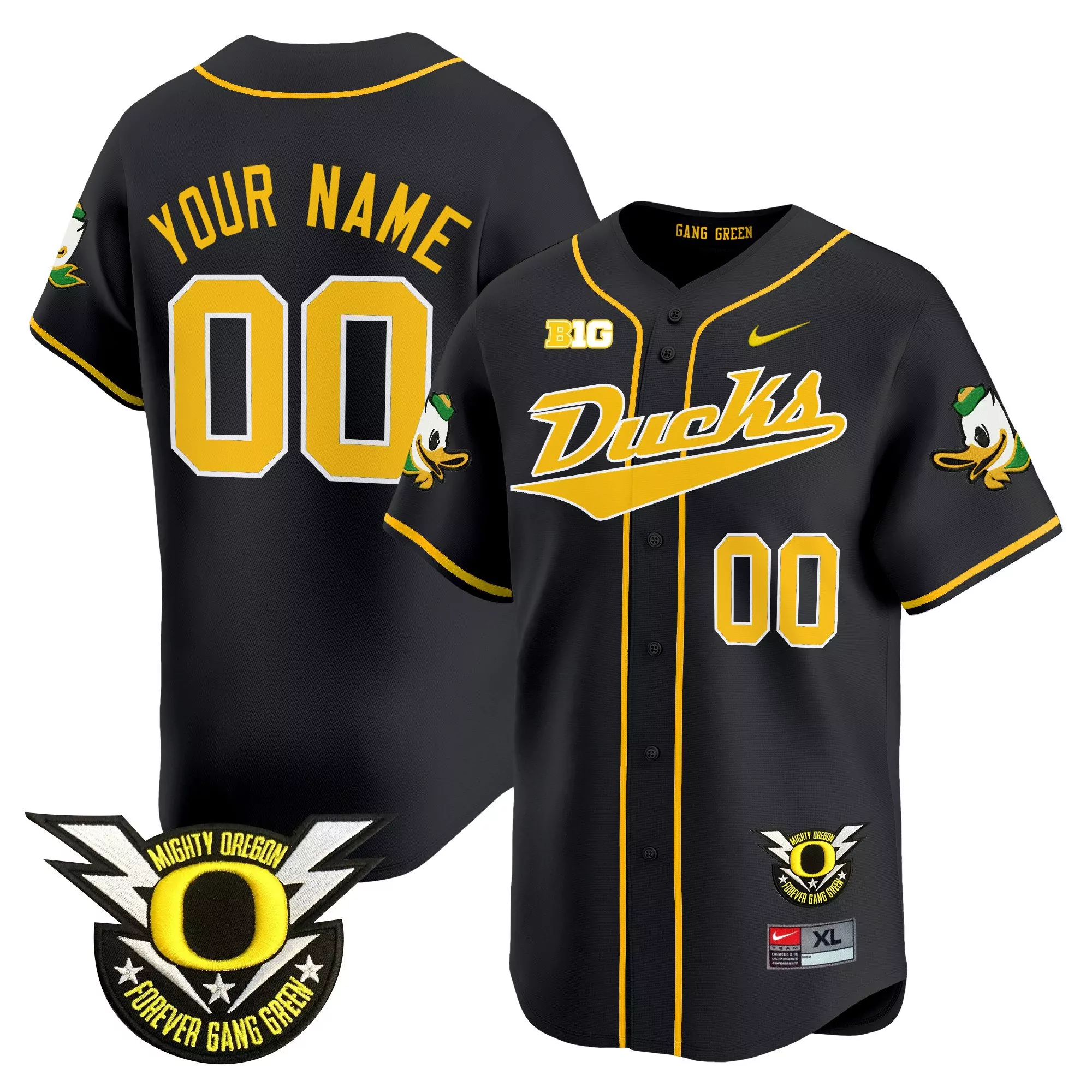 your name 00 men s stitched vapor jersey oregon ducks gang green 2024 patch edition