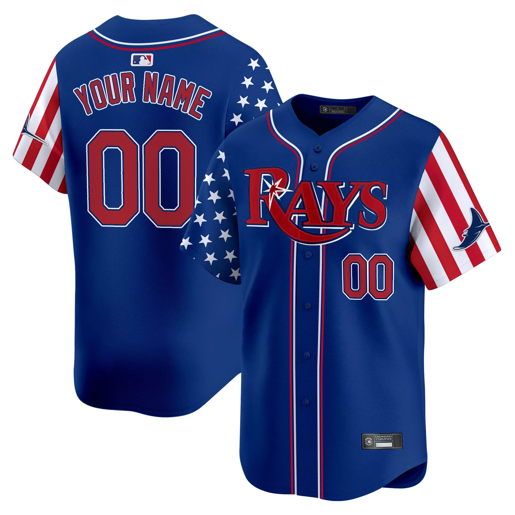 your name 00 men s stitched vapor jersey tampa bay rays blue independence day 2025 patch
