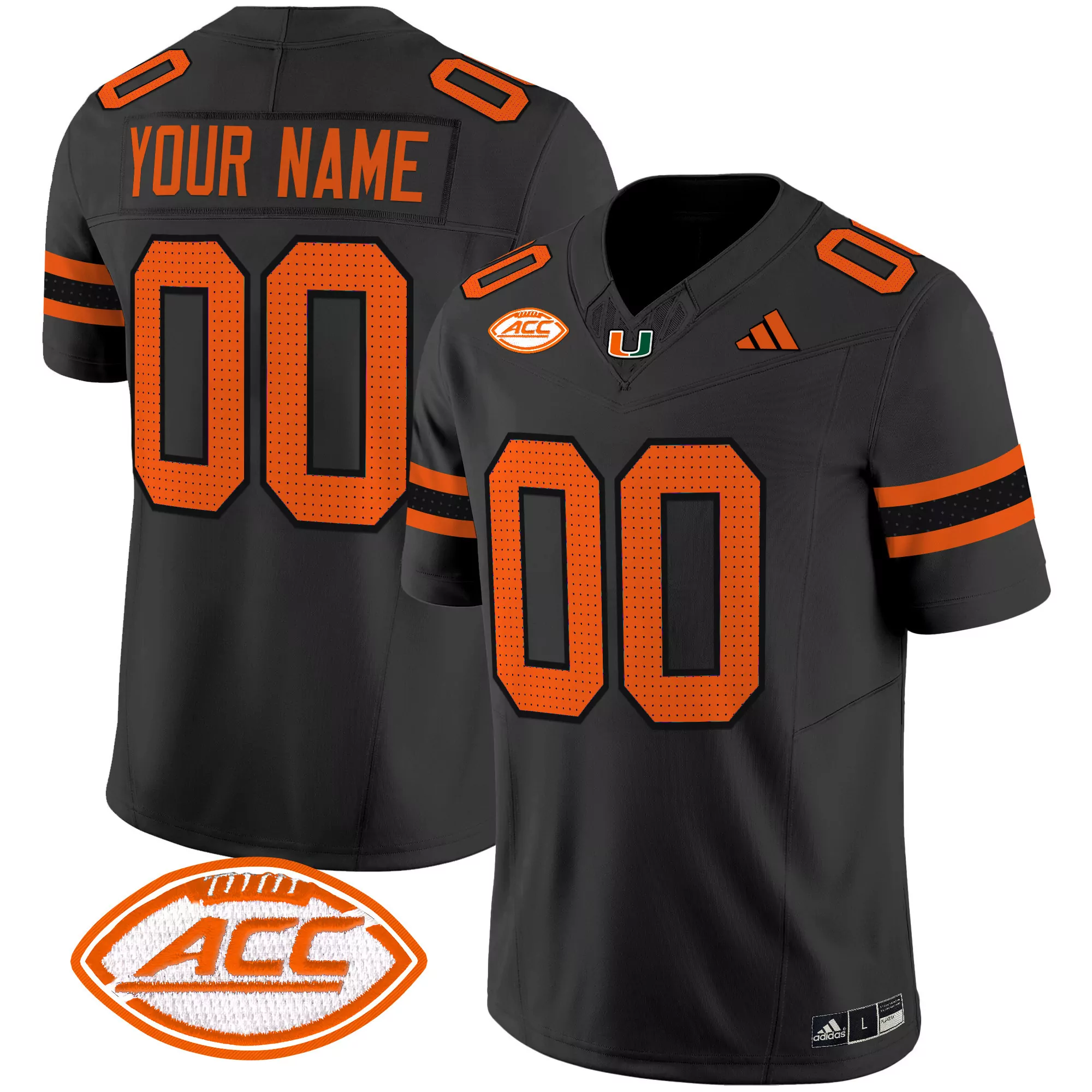 your name 00 men s stitched vapor jersey miami hurricanes orange 2025 acc patch