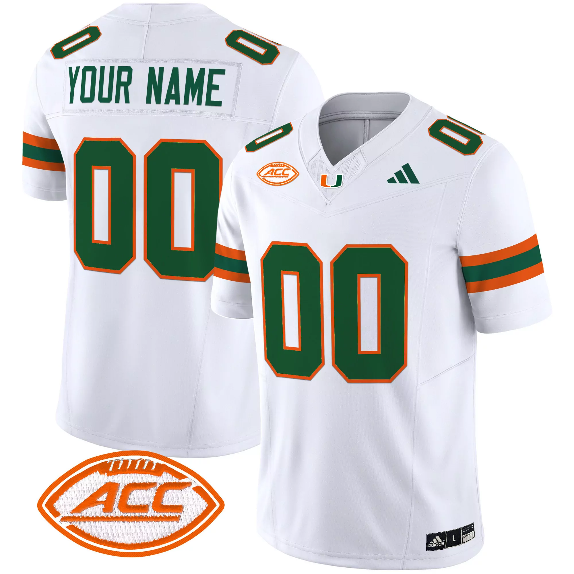 your name 00 men s vapor jersey miami hurricanes green 2025 limited edition with acc patch