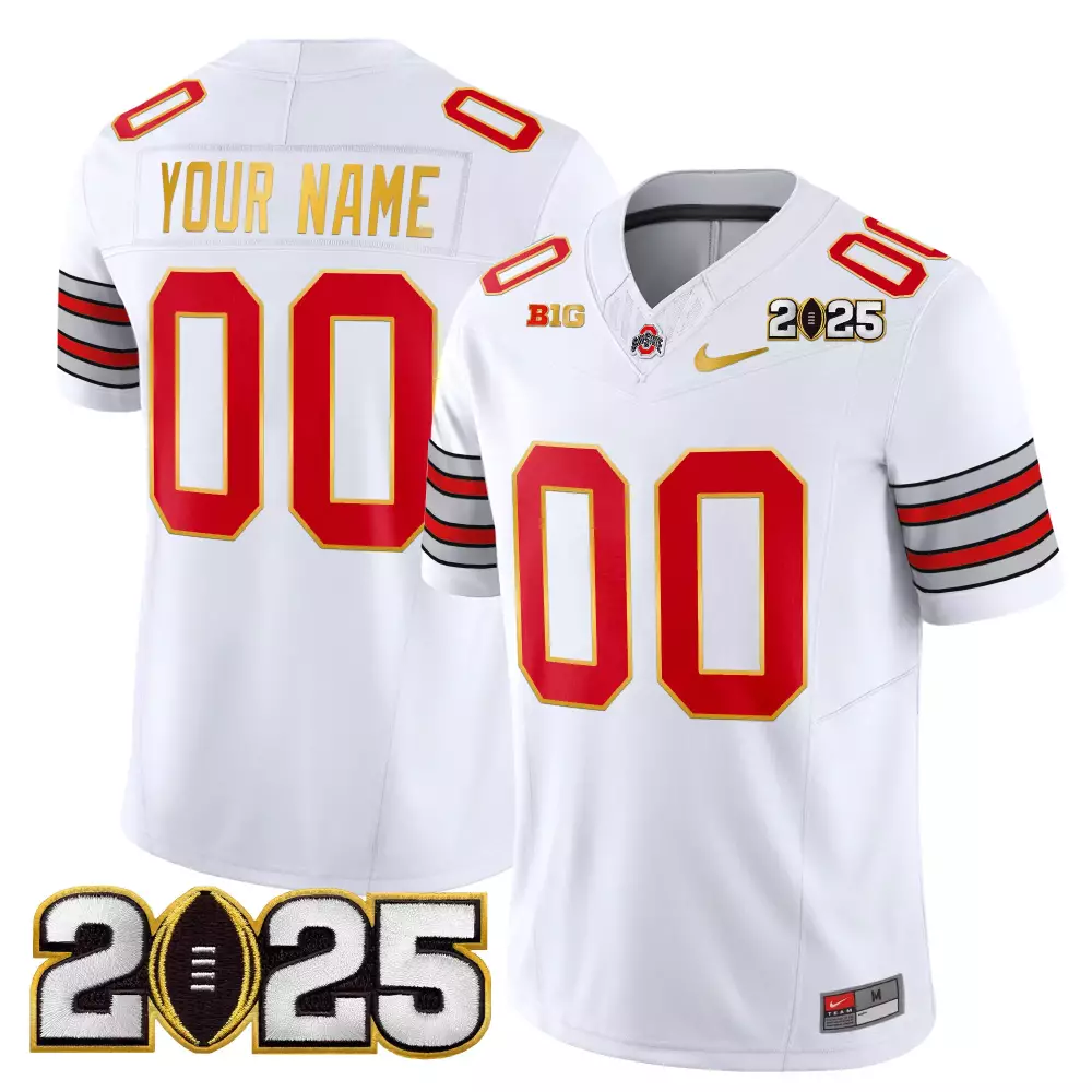 Your Name 00 Ohio State Buckeyes 2025 Stitched Vapor Jersey | White CFP Final Patch | For Men, Women & Youth