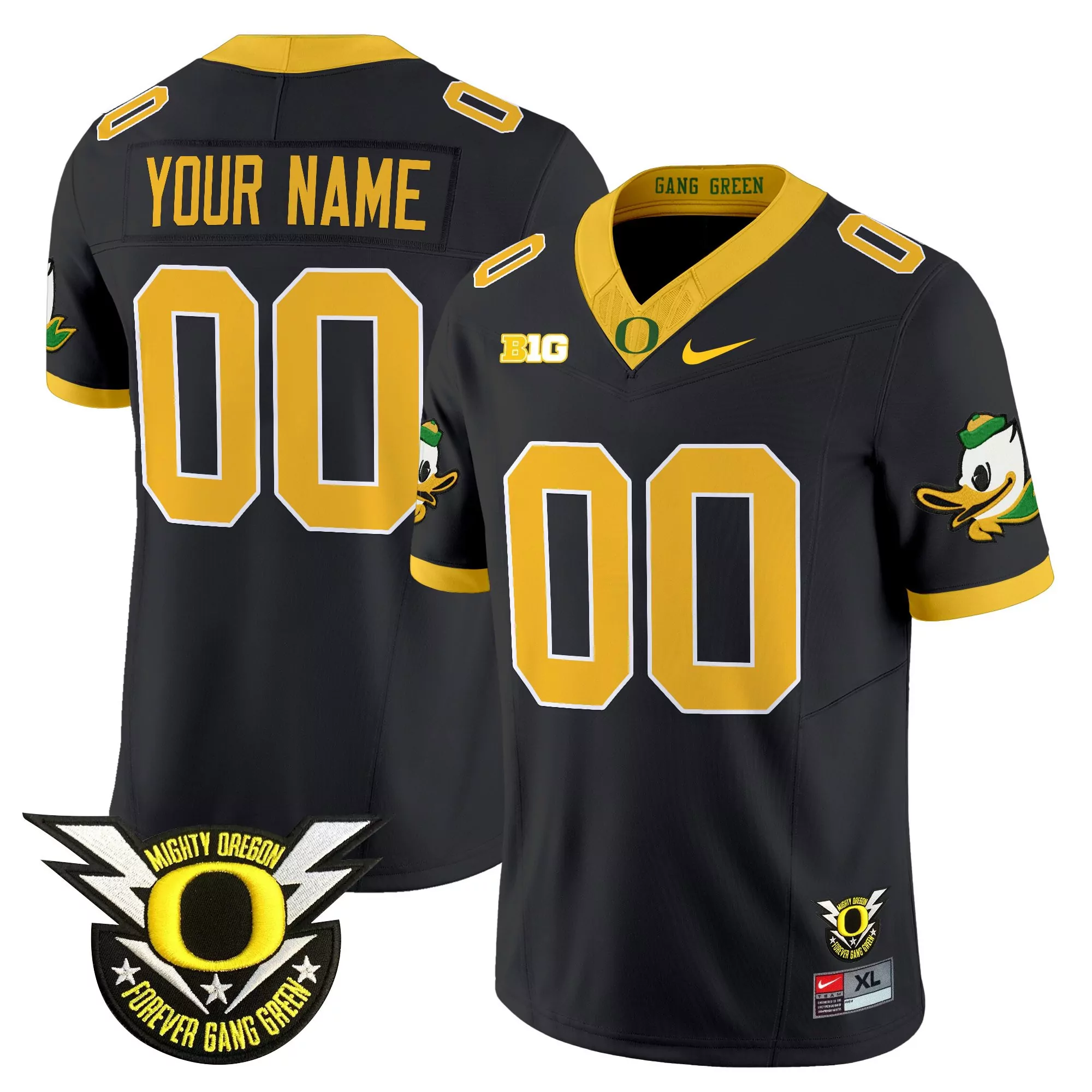 your name 00 men s stitched vapor jersey oregon ducks gang green 2024 patch edition