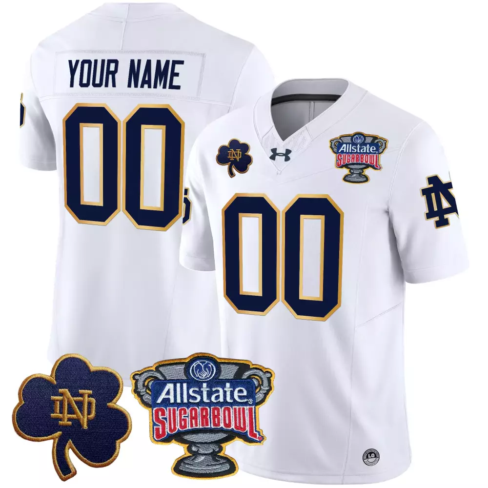 your name 00 notre dame fighting irish 2024 sugar bowl stitched vapor jersey white