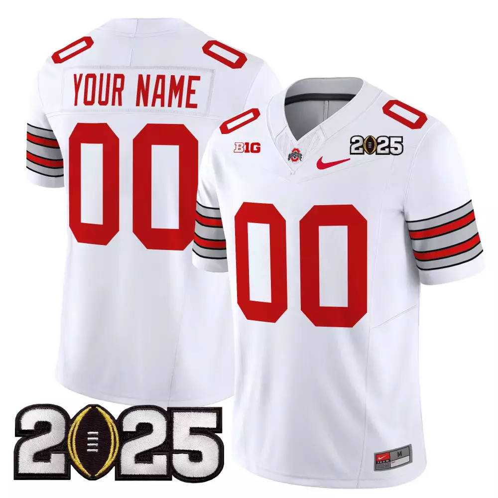 Ohio State Buckeyes 2025 White Vapor Jersey | CFP Final Patch Style | Limited Edition Fan Gear for Men, Women & Youth