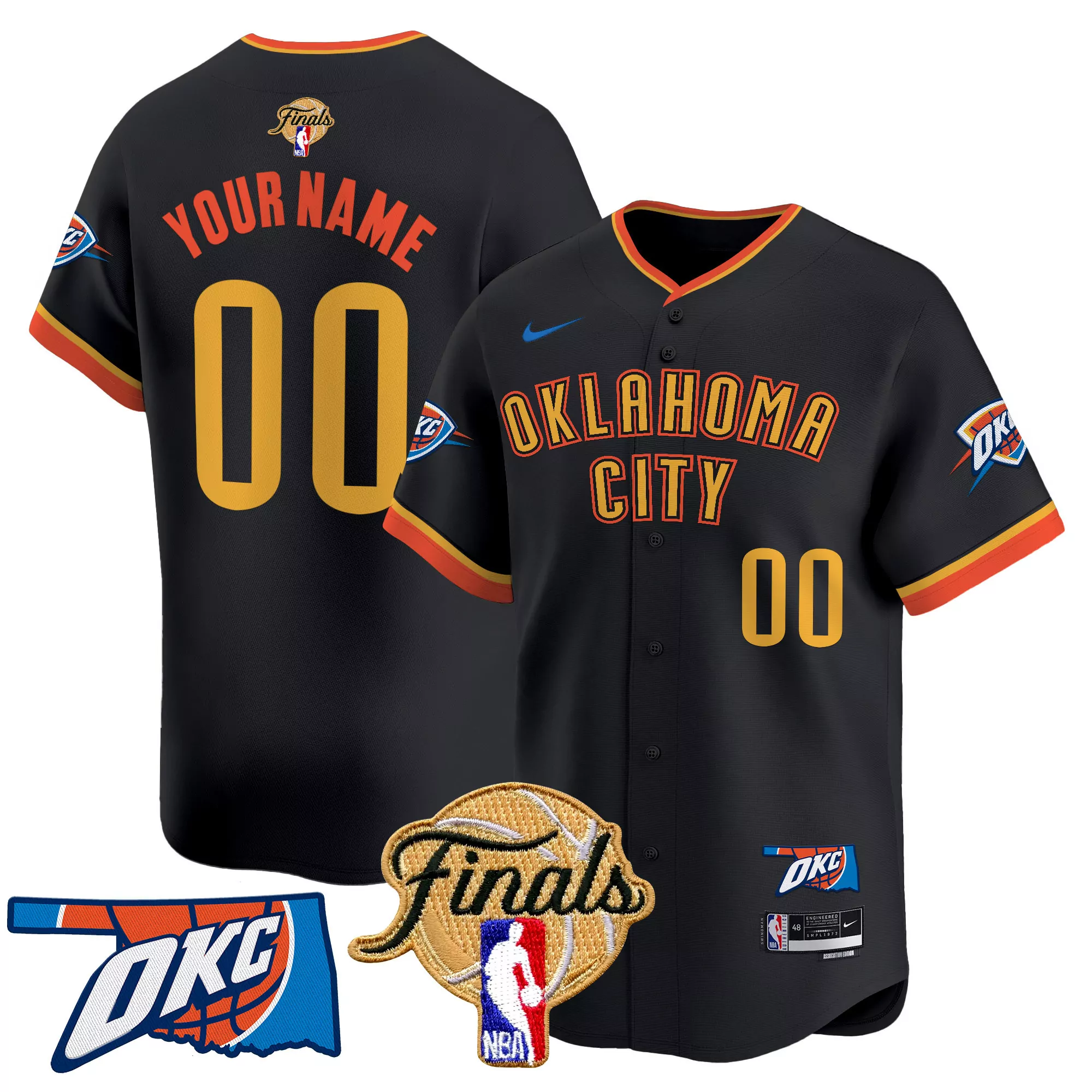 your name 00 oklahoma city thunder black vapor jersey all stitched embroidered patch 2023
