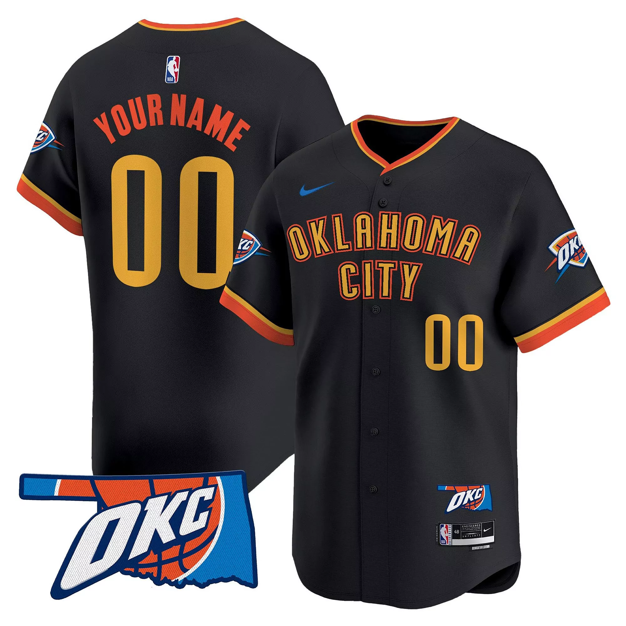 your name 00 oklahoma city thunder black vapor jersey all stitched embroidered patch 2023