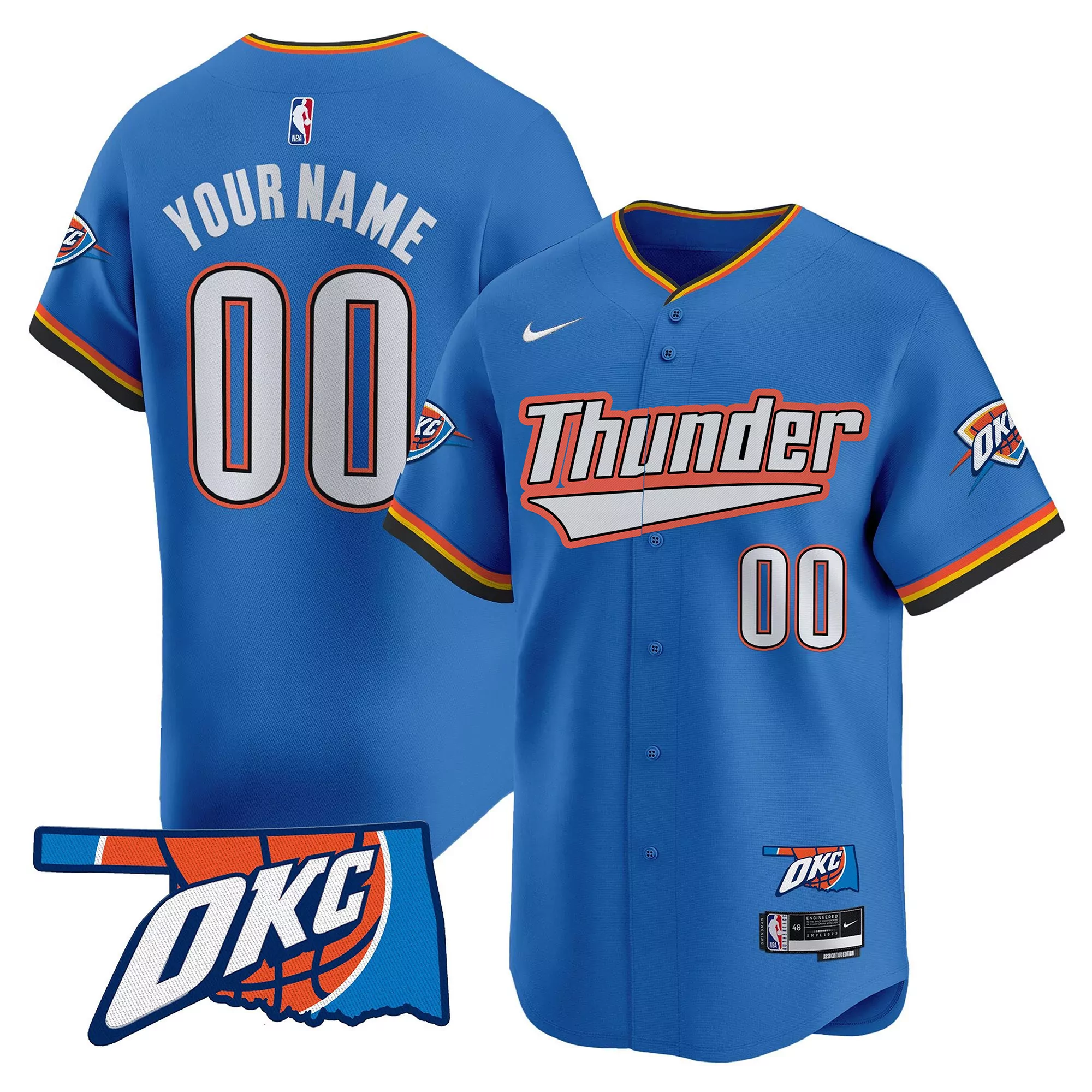 your name 00 oklahoma city thunder black vapor jersey stitched embroidered patch 2023 1
