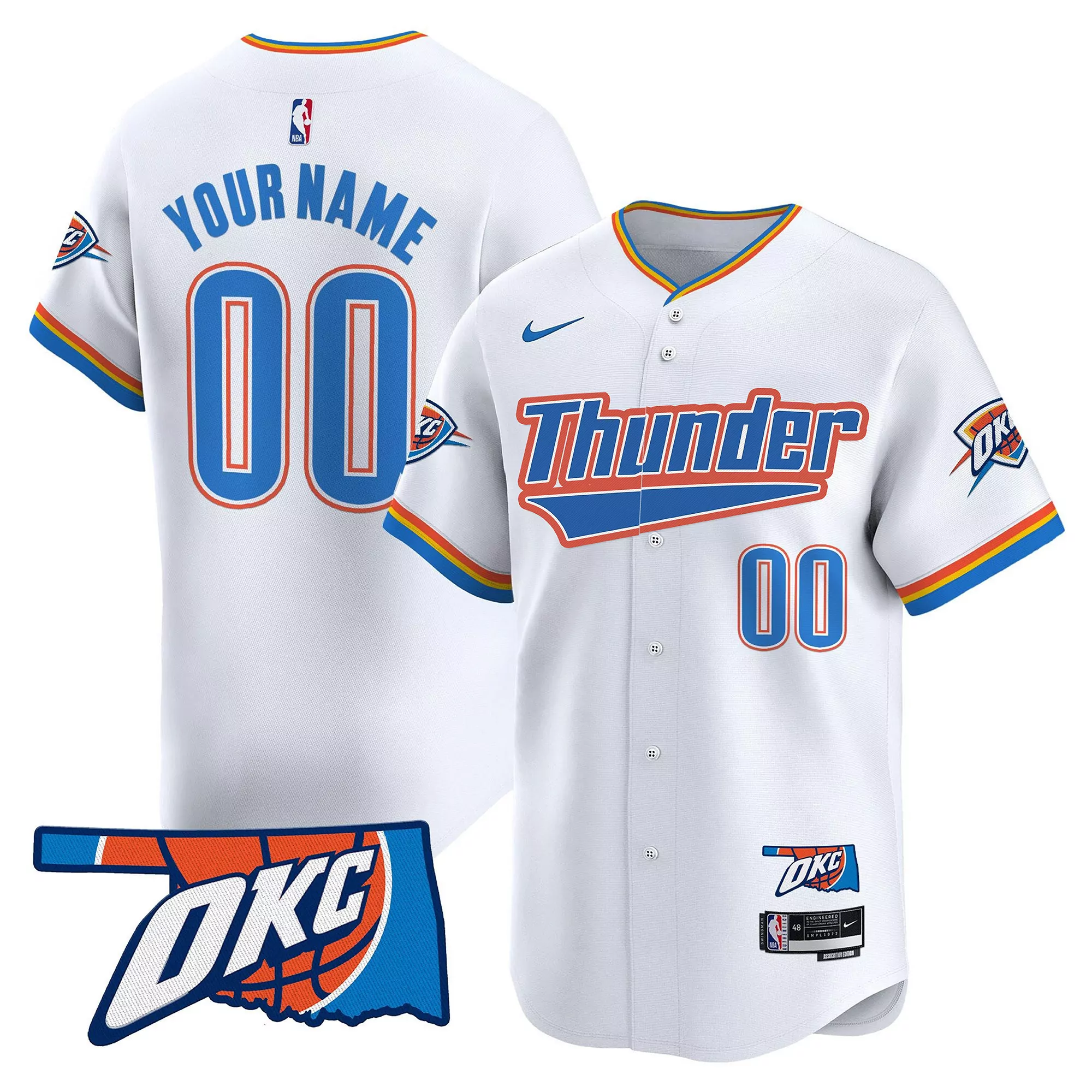 your name 00 oklahoma city thunder black vapor jersey stitched embroidered patch 2023 1