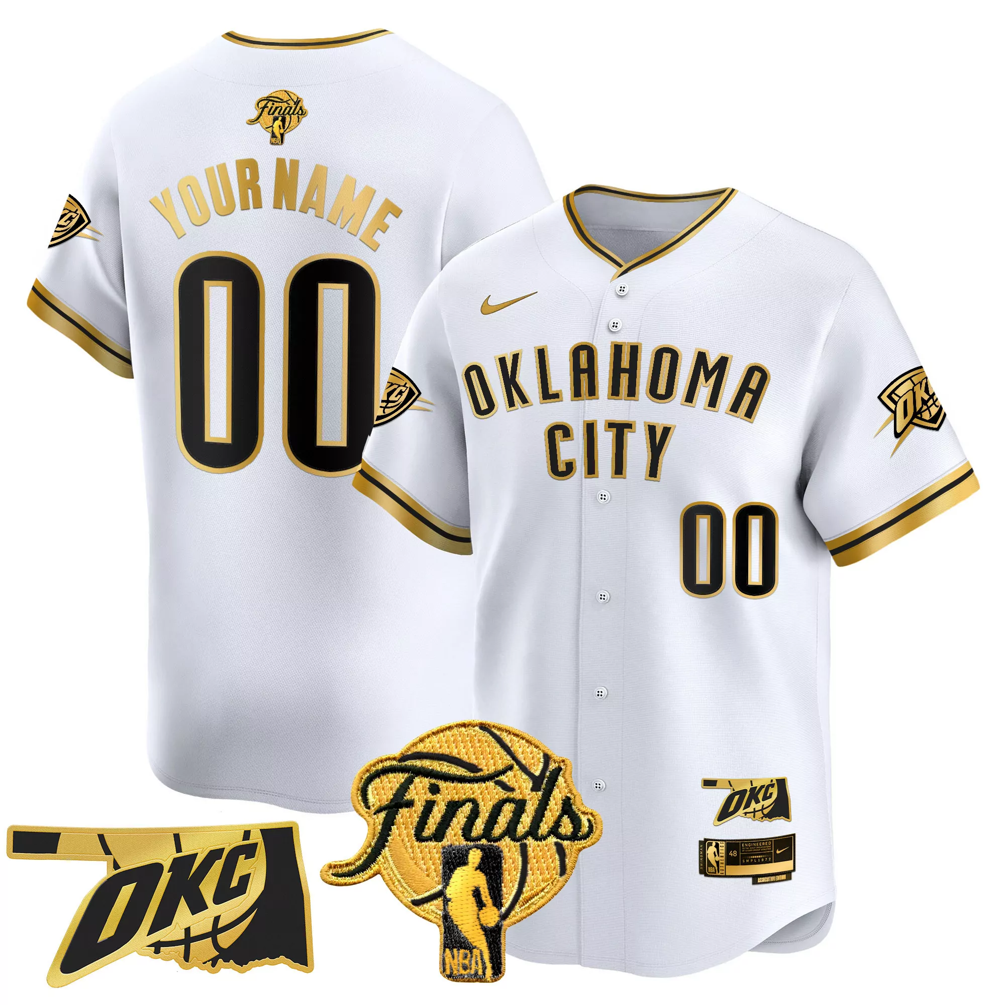 your name 00 oklahoma city thunder white vapor jersey 2025 finals edition stitched