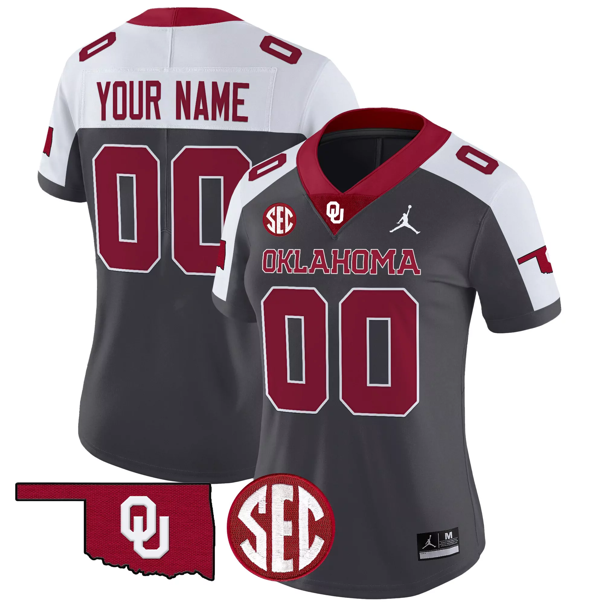 your name 00 oklahoma sooners 2025 champs vapor jersey gray stitched men s style