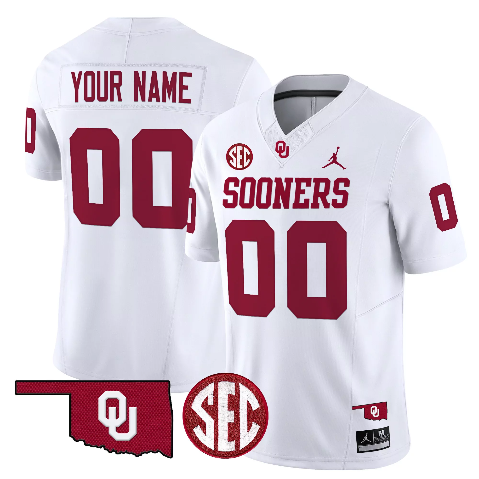 your name 00 oklahoma sooners men s vapor jersey 2024 national champions patch red
