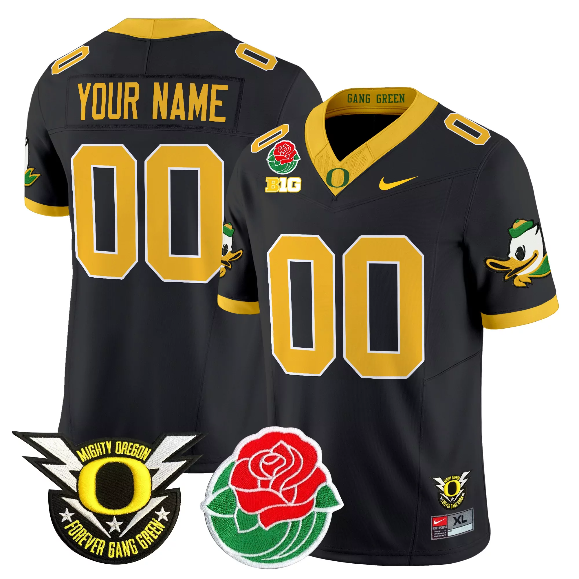 your name 00 oregon ducks 2025 vapor jersey all stitched gang green men s style
