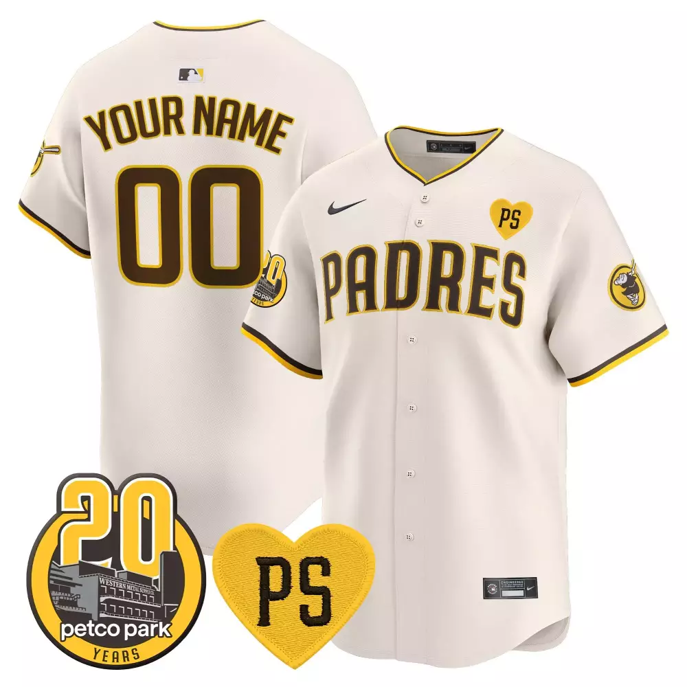 Your Name 00 Padres 20th Anniversary Vapor Jersey | Cream Limited Edition | Fan Gear | For Men, Women & Youth