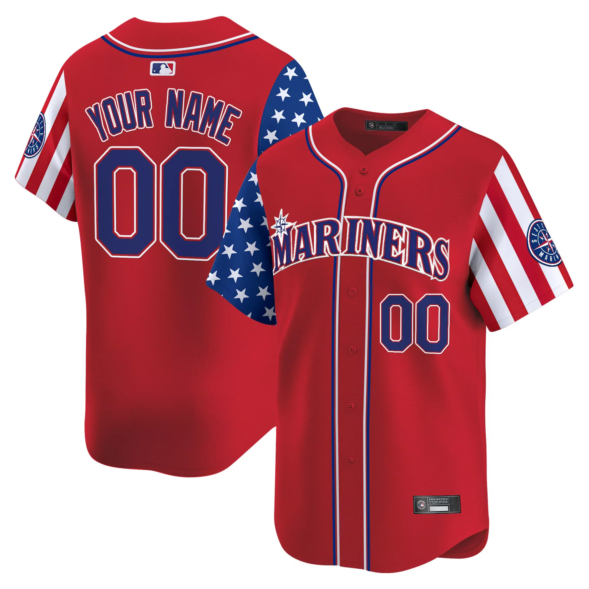 your name 00 seattle mariners red vapor jersey 2025 independence day limited edition