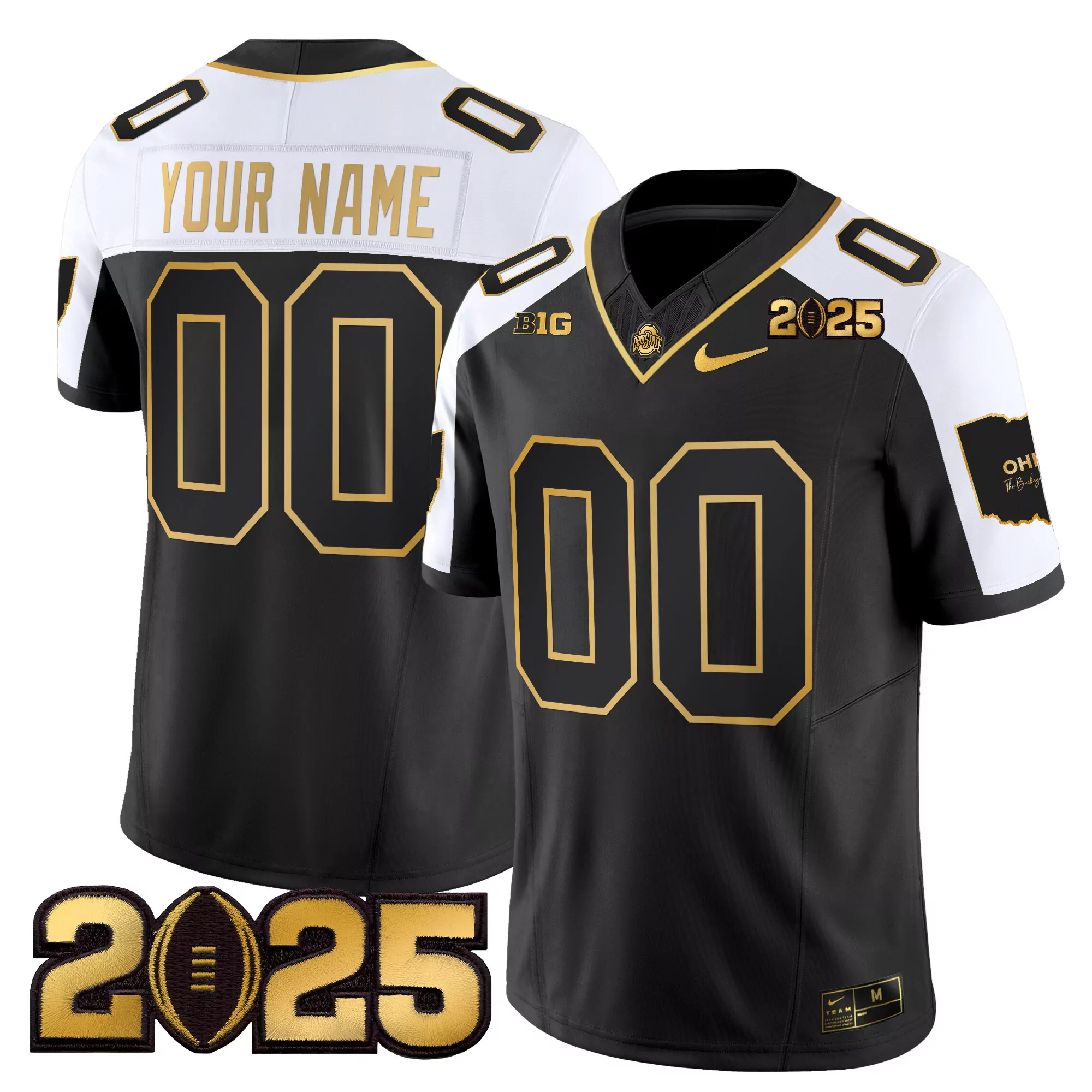 your name 00 ohio state buckeyes white vapor stitched t shirt with cotton bowl patch 2023