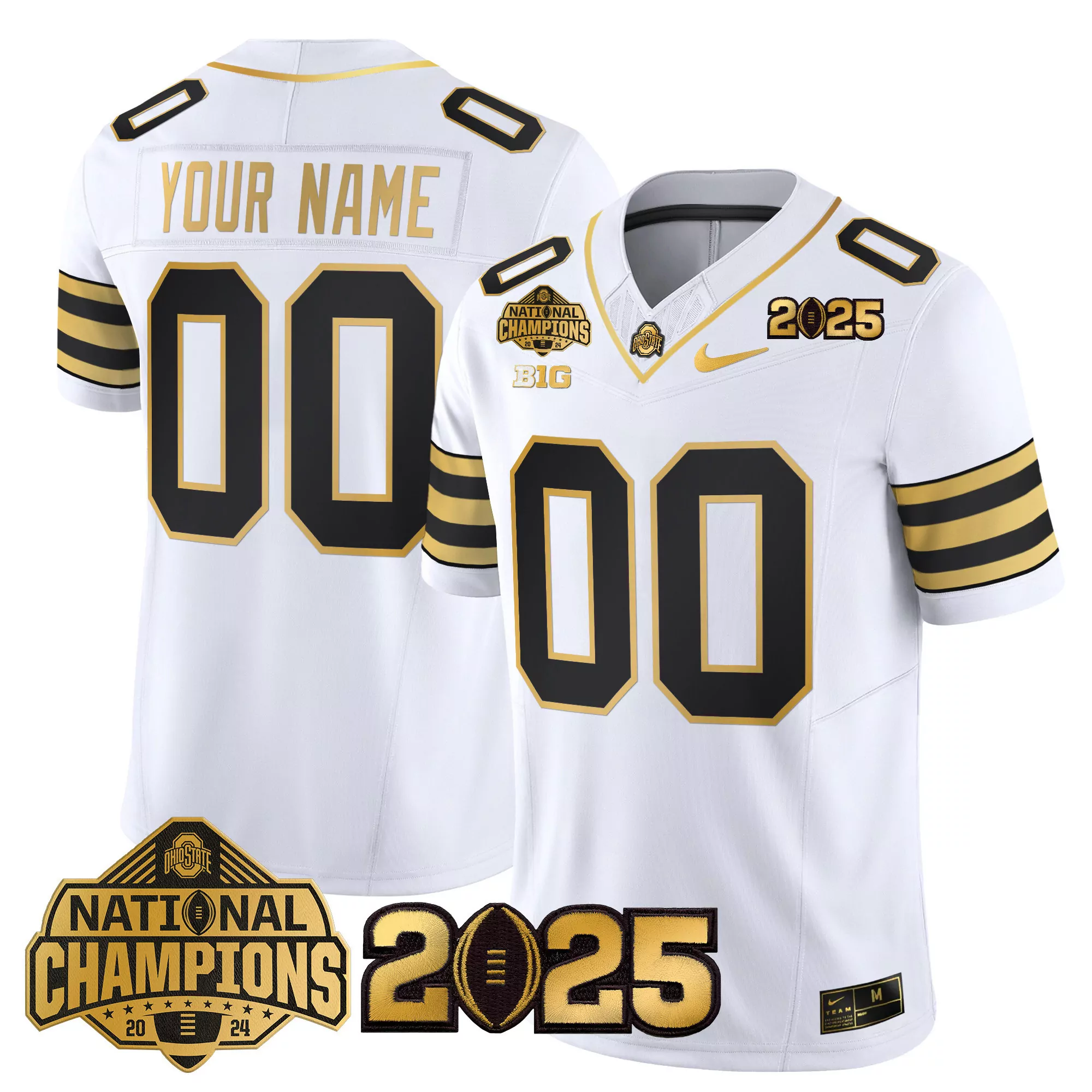 your name 00 ohio state buckeyes white vapor stitched t shirt with cotton bowl patch 2023