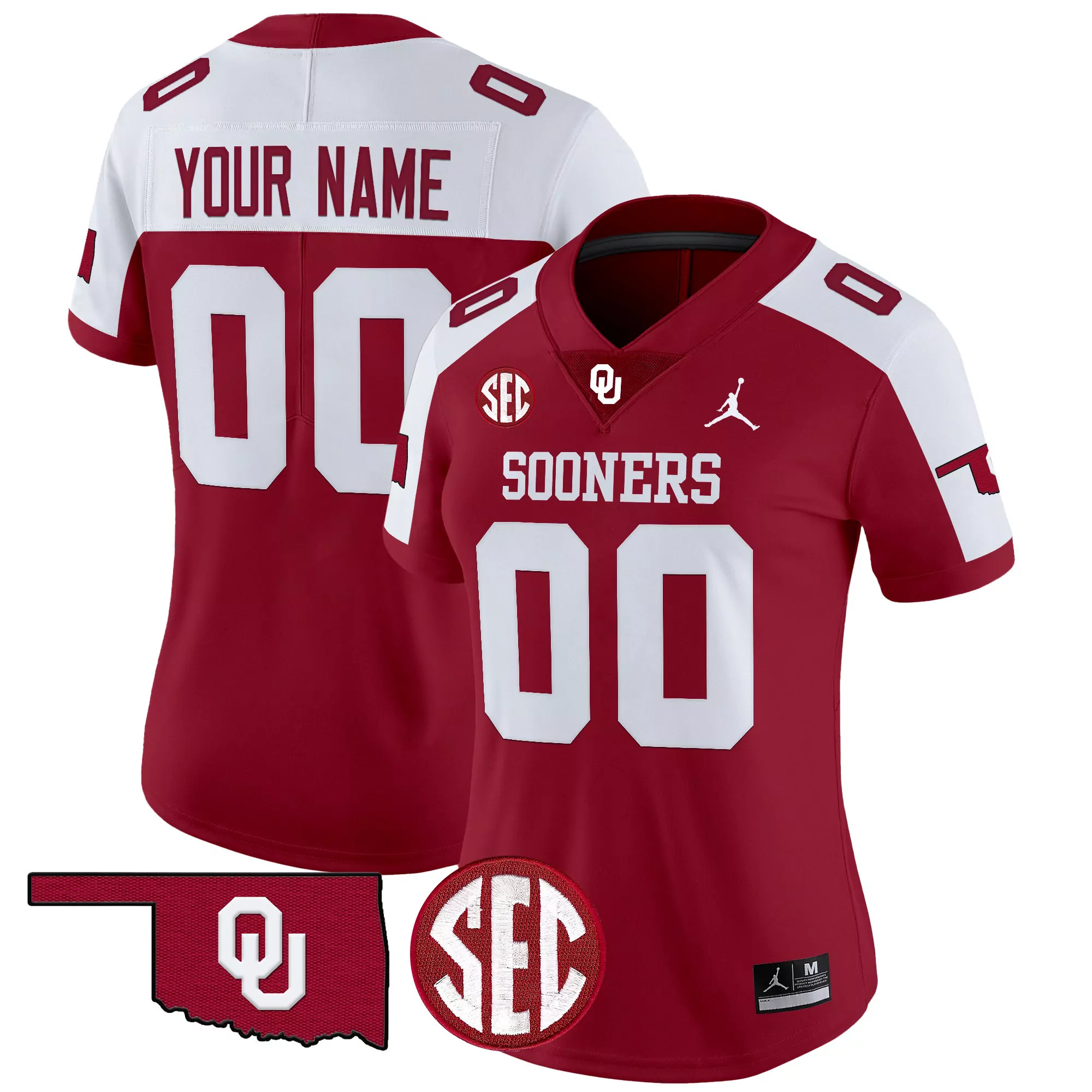 your name 00 oklahoma sooners women s vapor jersey all stitched gray 2025 sec patch