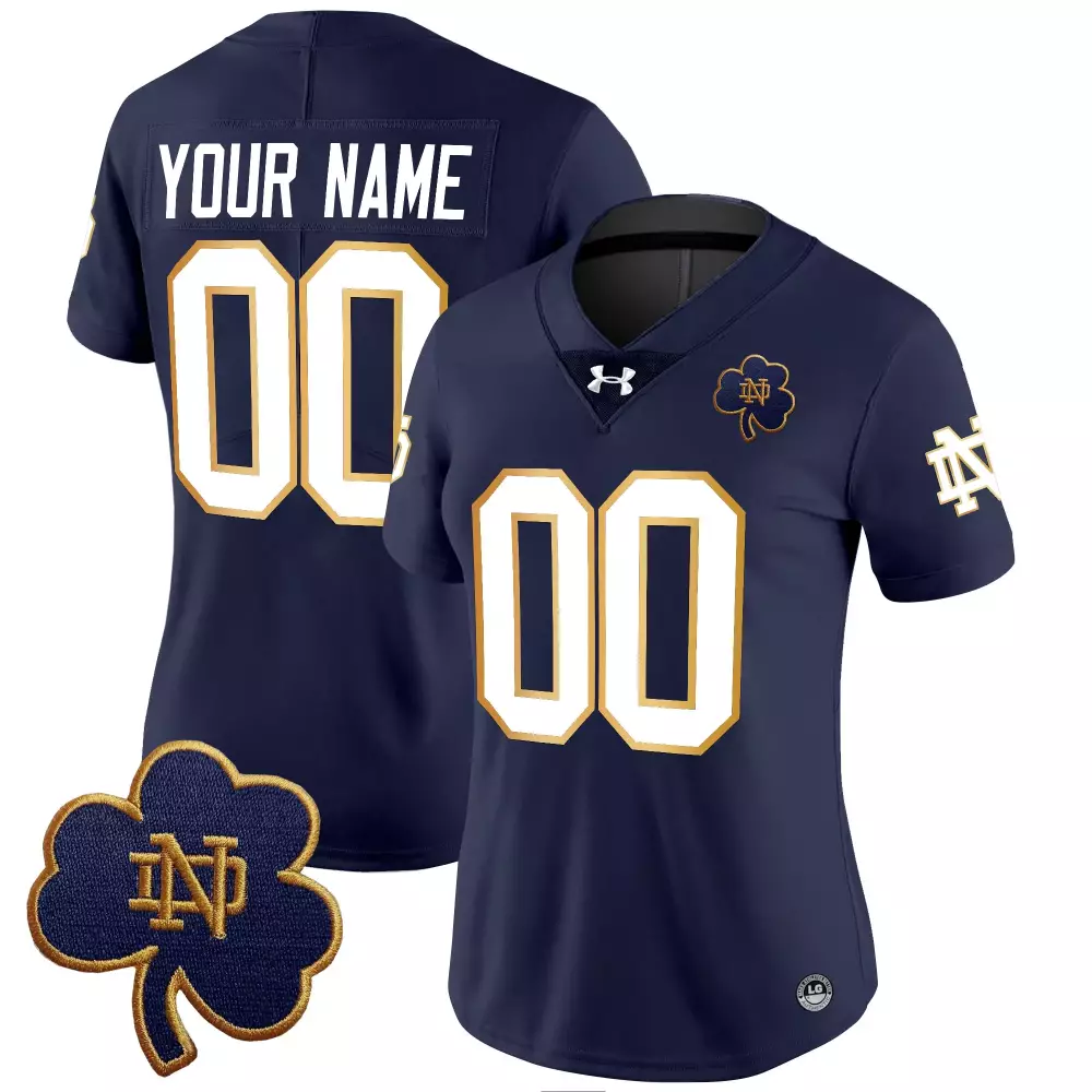 your name 00 women s navy notre dame fighting irish vapor limited custom jersey 2025 embroidered patch