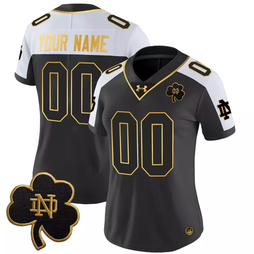 your name 00 women s stitched vapor jersey notre dame fighting irish 2025 gold limited edition