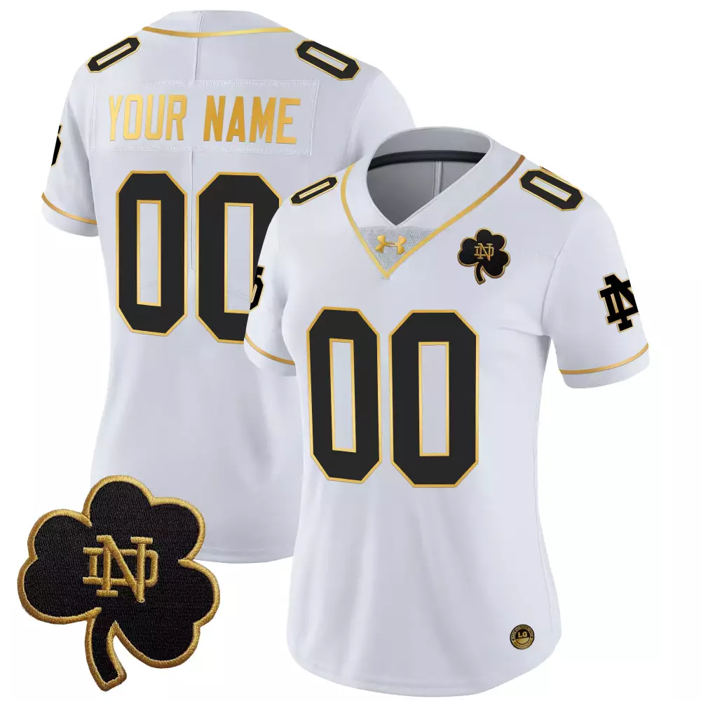 your name 00 women s stitched vapor jersey notre dame fighting irish 2025 gold limited edition