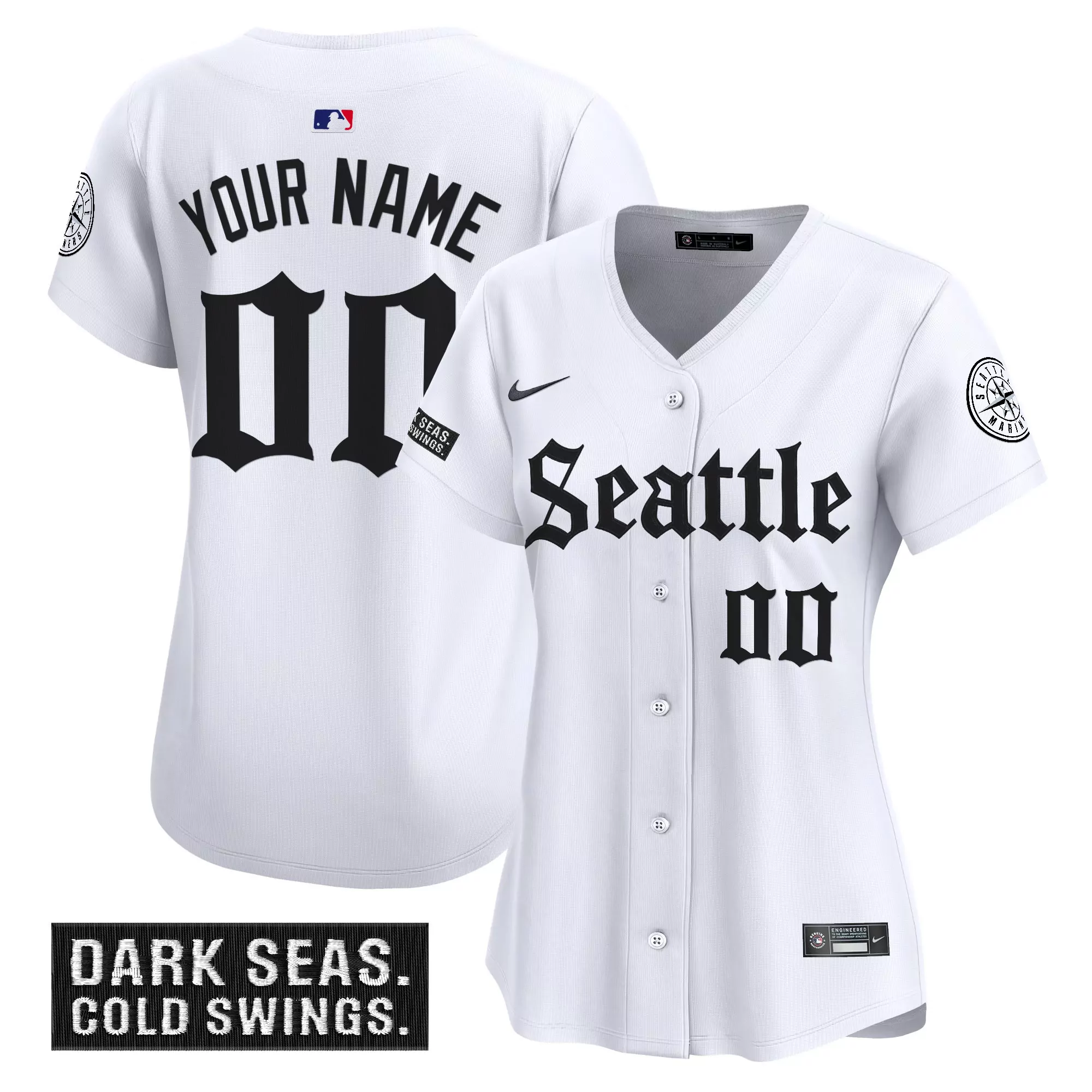 your name 00 women s stitched vapor jersey seattle mariners white dark seas edition 2023
