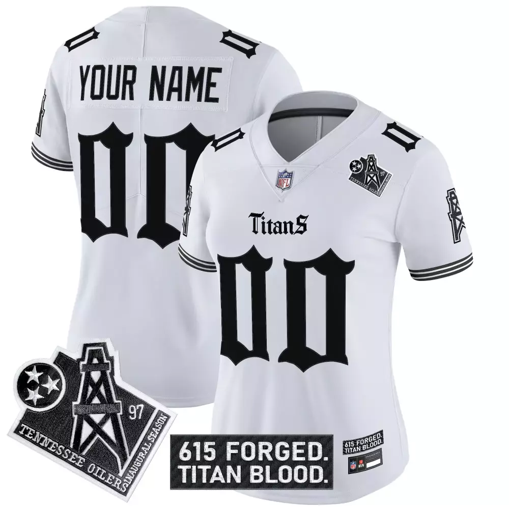 your name 00 tennessee titans women s black vapor jersey 615 forged patch 2023 edition