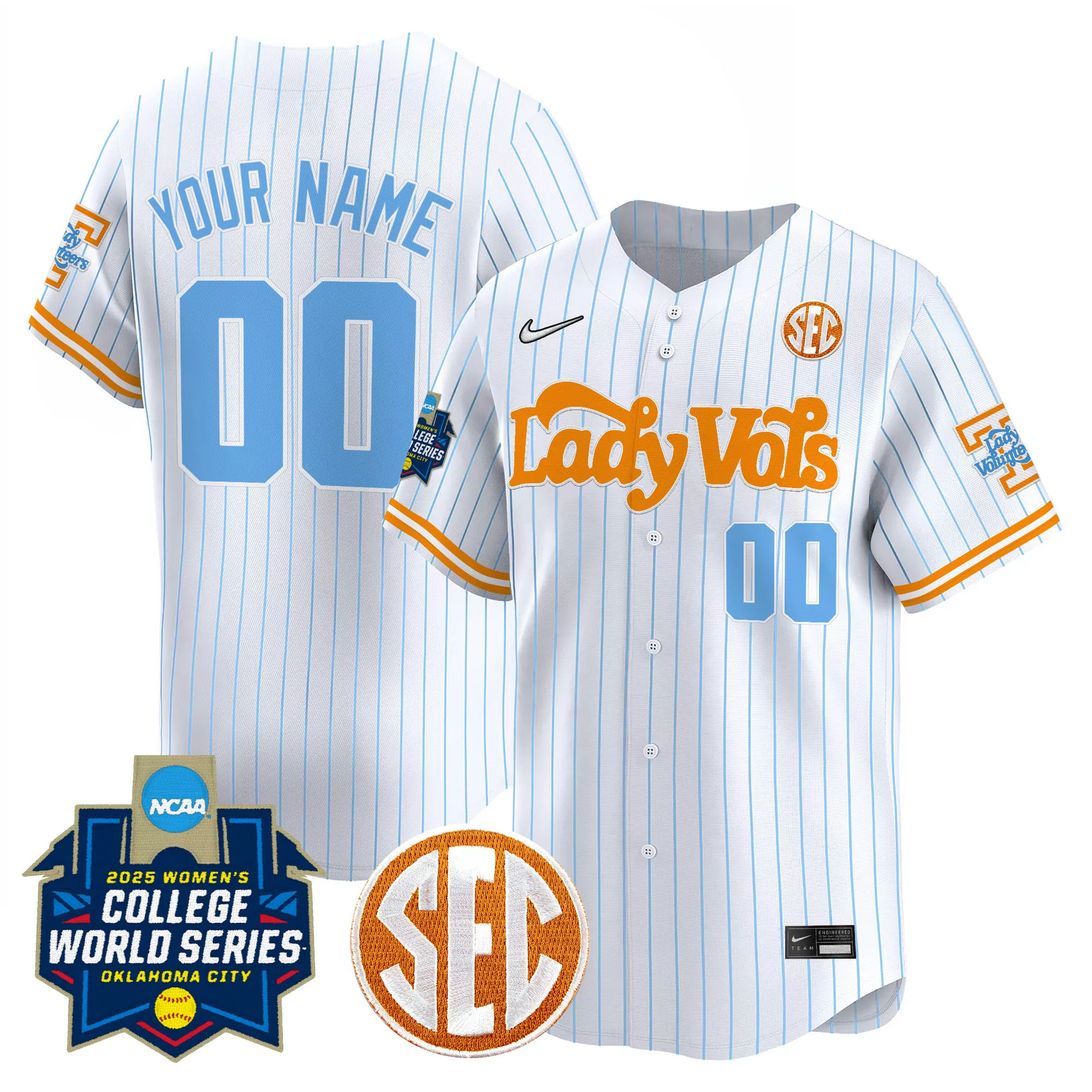 your name 00 tennessee volunteers vapor stitched jersey white 2025 edition unisex