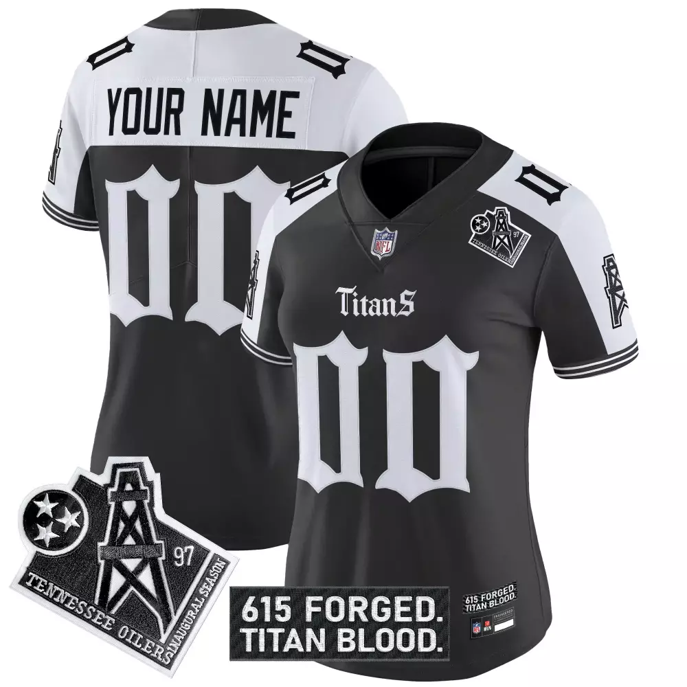 your name 00 tennessee titans women s black vapor jersey 615 forged patch 2023 edition