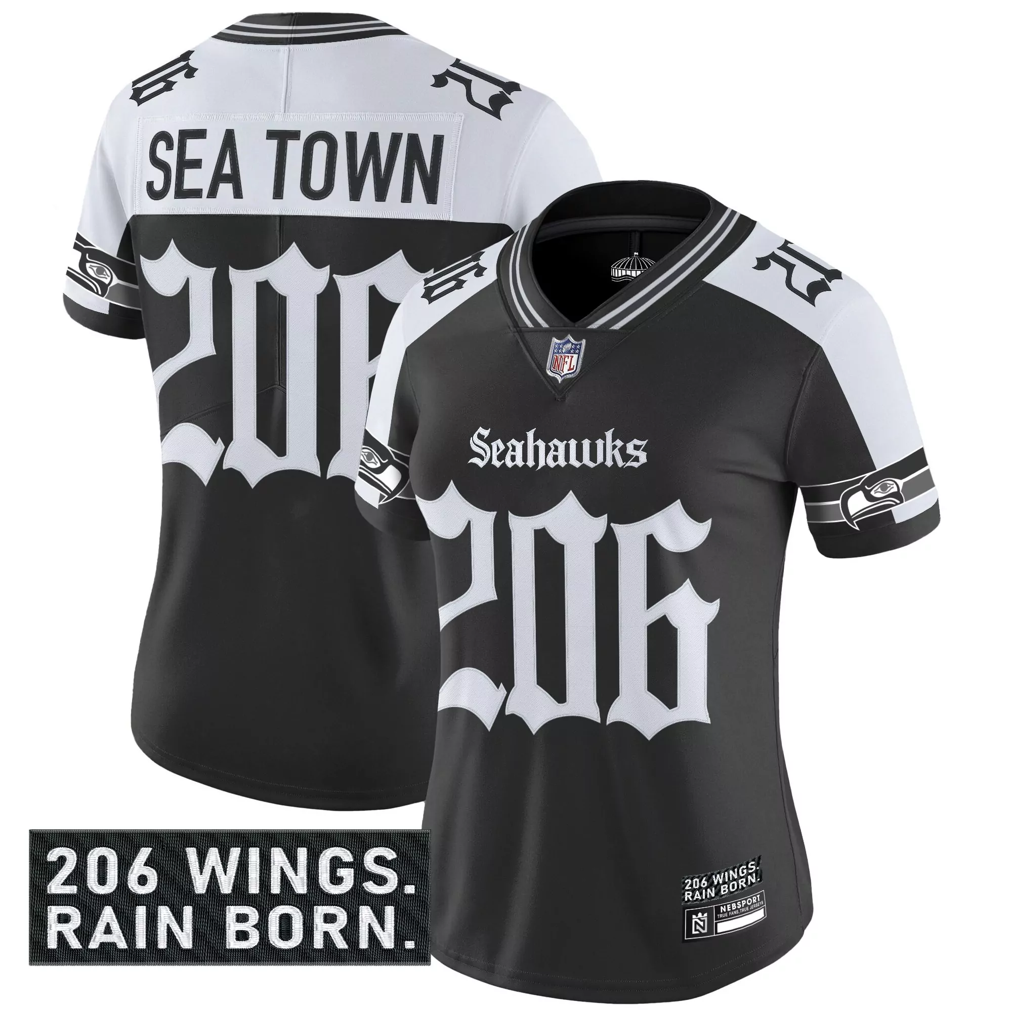 206 sea town stitched vapor jersey seattle seahawks green limited edition 1976 patch men s