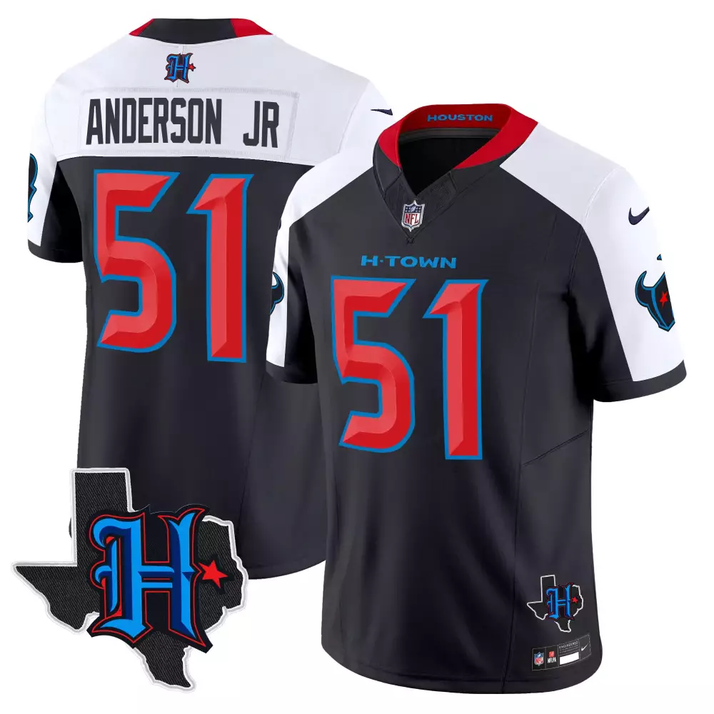 Anderson Jr. 51 Houston Texans 2023 White Vapor Jersey | All Stitched Style | For Men, Women & Youth