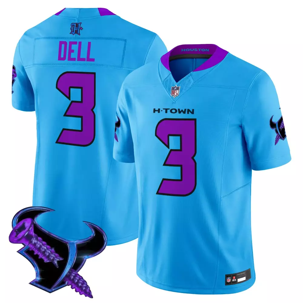 Dell 3 Houston Texans Men's Black Vapor Stitched Jersey | 2025 Texas Patch | Limited Edition | For Men, Women & Youth