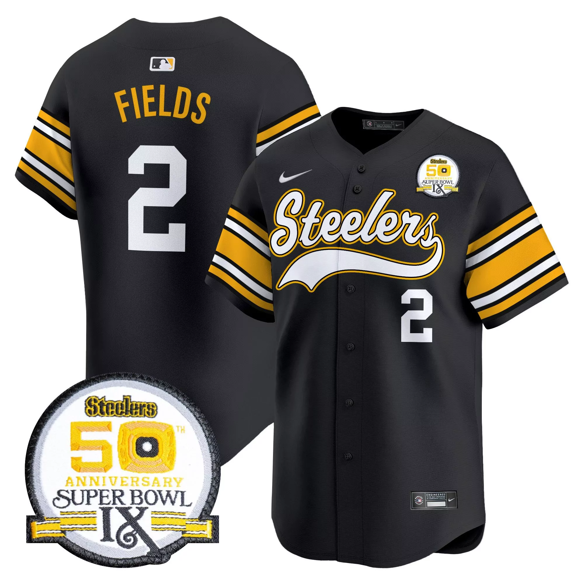 fields 2 men s pittsburgh steelers black vapor stitched jersey with 1933 patch