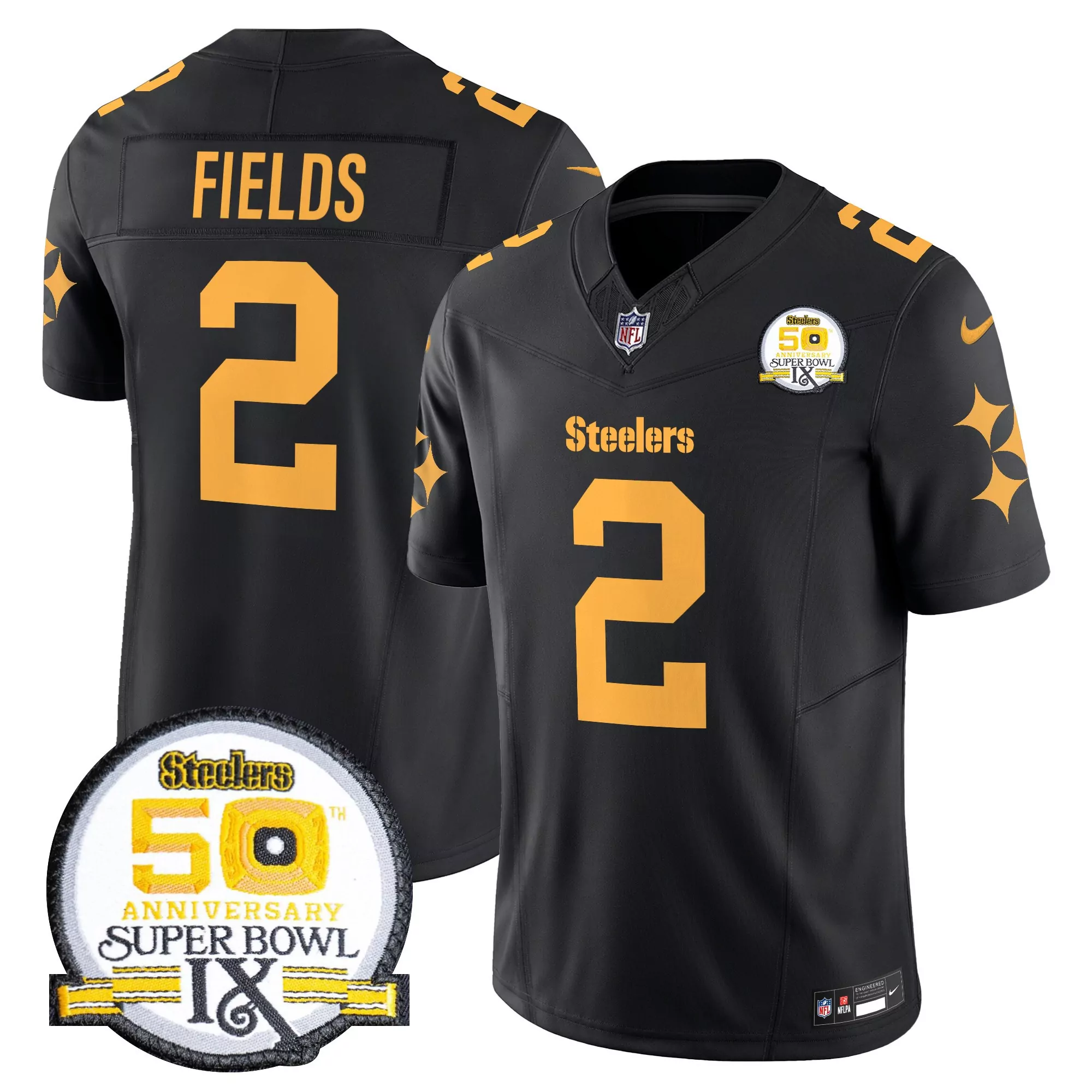 fields 2 men s pittsburgh steelers black vapor stitched jersey with 1933 patch