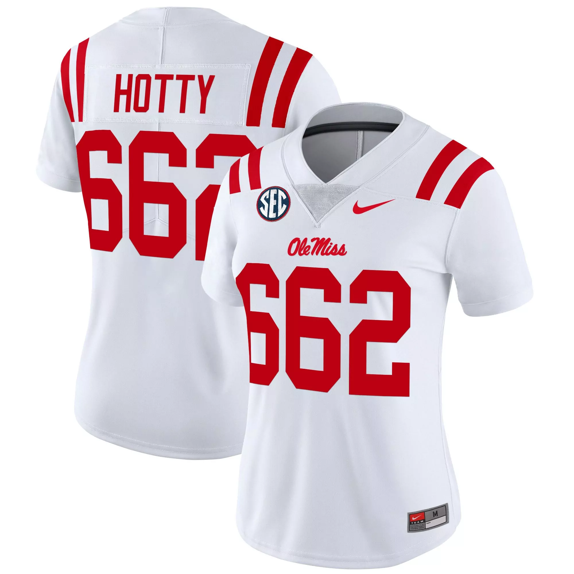 hotty 662 women s ole miss rebels red vapor limited stitched jersey 2025 sec embroidered patch
