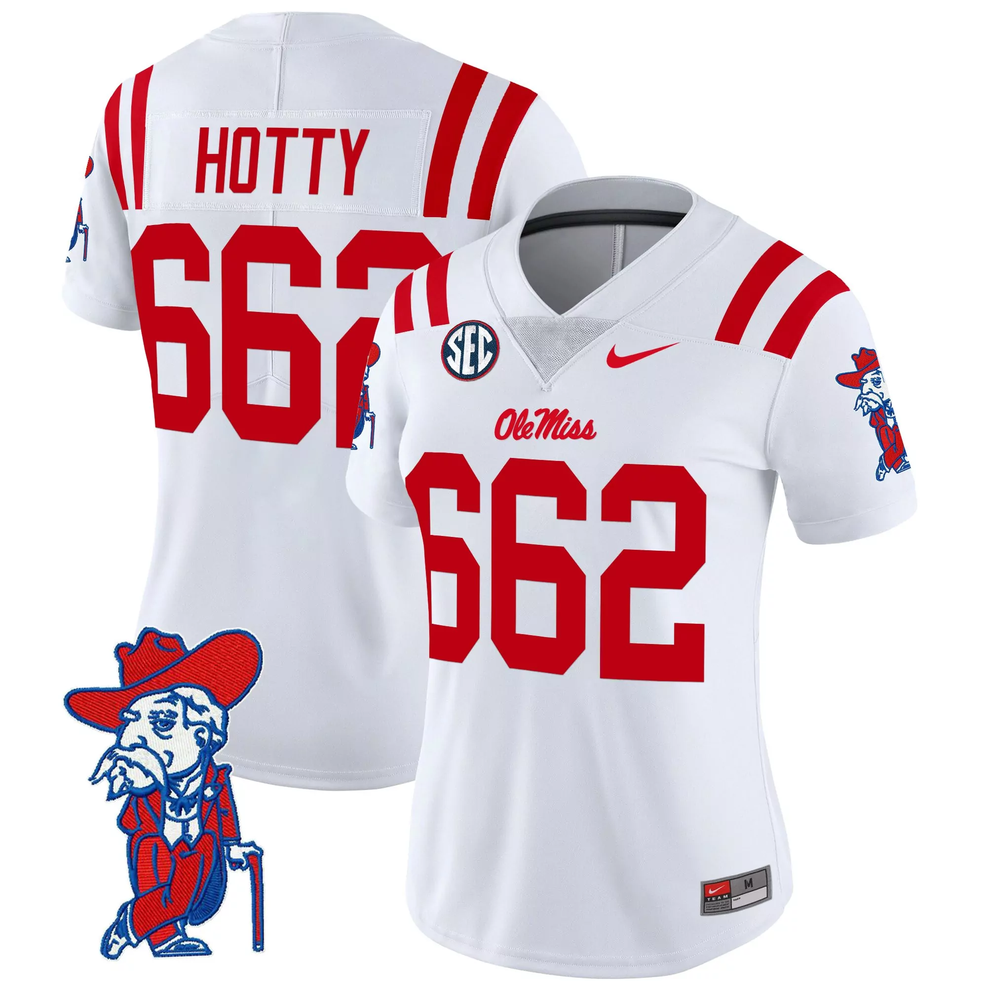 hotty 662 women s ole miss rebels red vapor limited stitched jersey 2025 sec embroidered patch