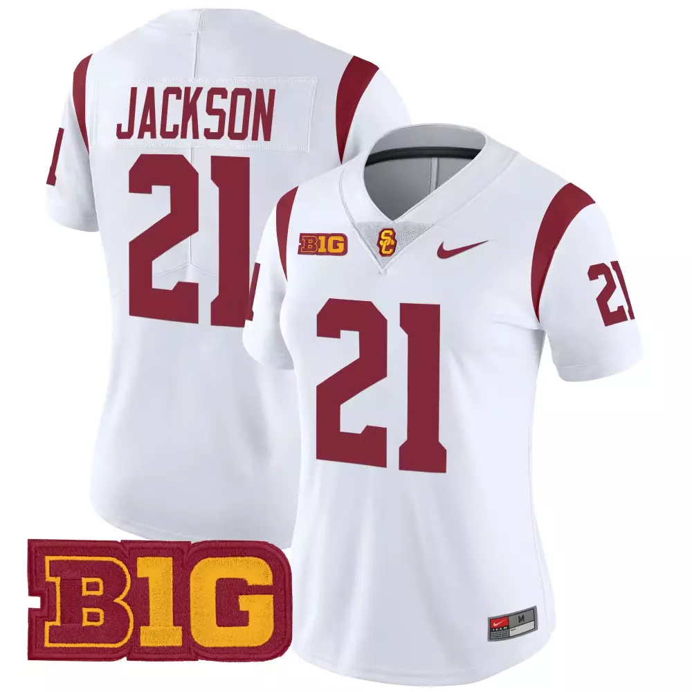 jackson 21 women s usc trojans red vapor stitched jersey with b1g patch 2025