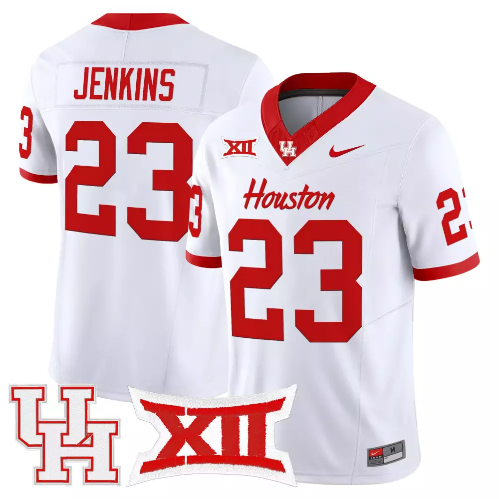 jenkins 23 men s white houston cougars vapor jersey all stitched embroidered xii patch 2025