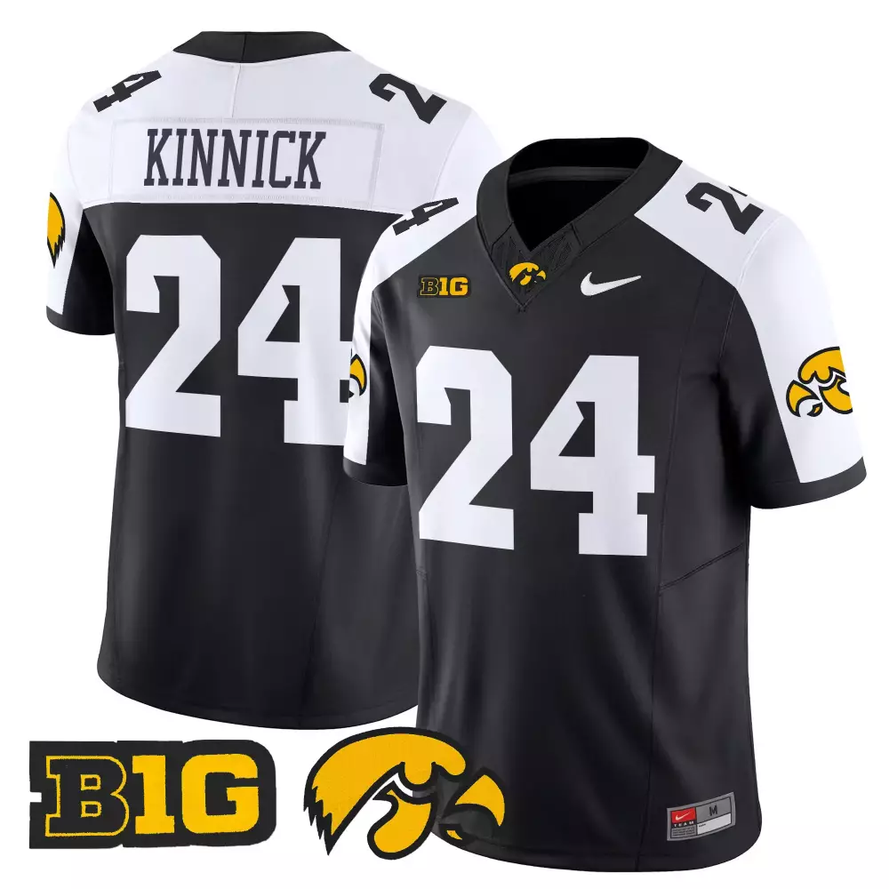 Kinnick 24 Iowa Hawkeyes 2025 Black Vapor Jersey | All Stitched B1G Patch | Game Day Outfit for Men, Women & Youth