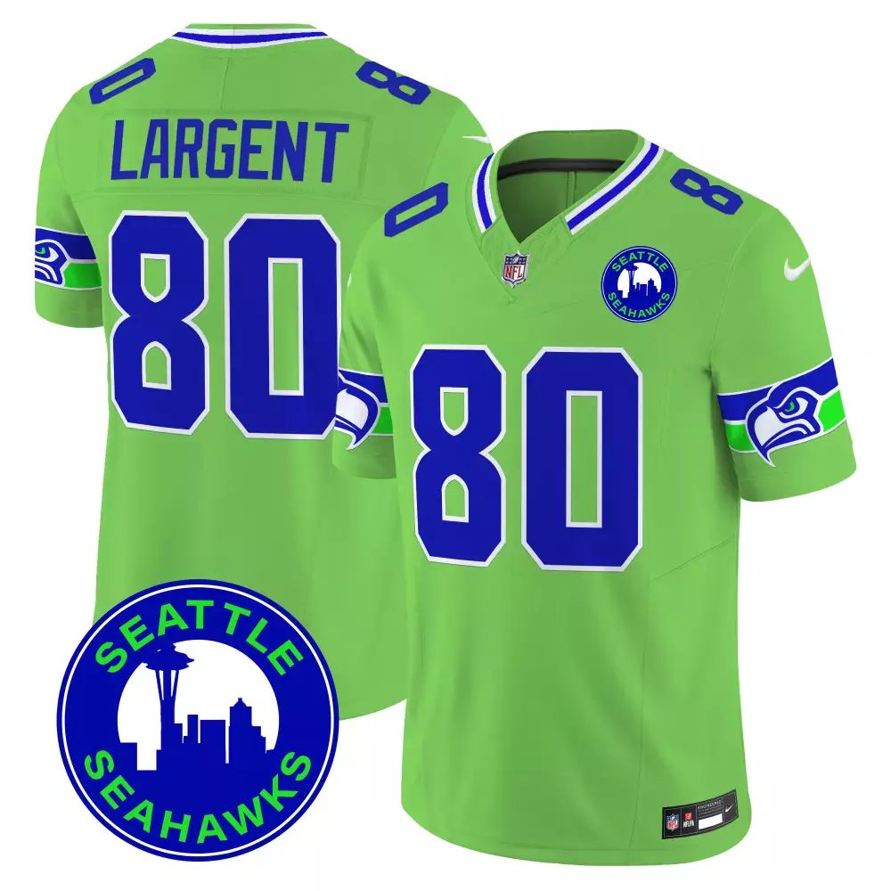 Largent 80 Seahawks 2025 Vapor Stitched Jersey | Green City Patch | Limited Edition Fan Gear | For Men, Women & Youth