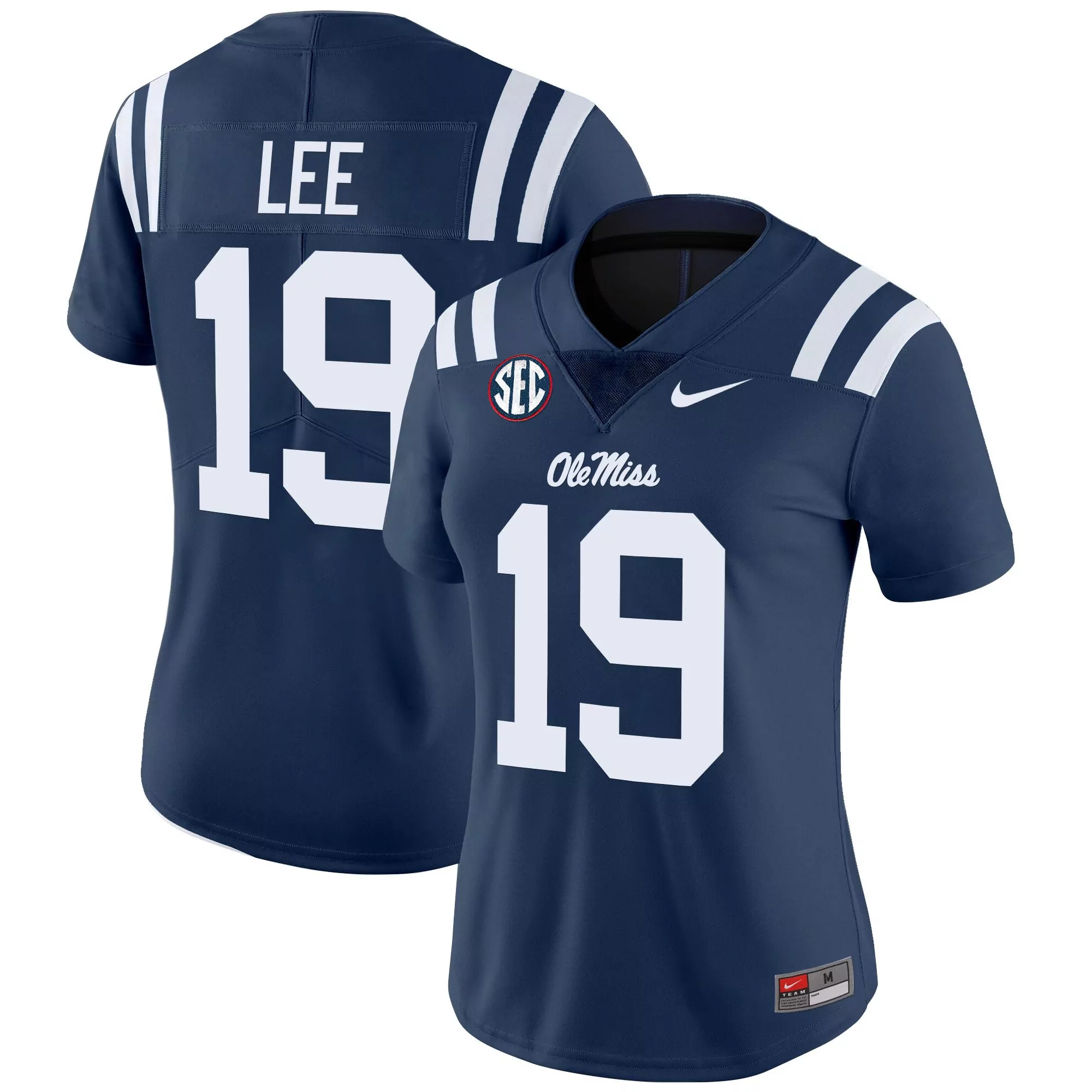 lee 19 women s ole miss rebels black vapor stitched jersey 2025 sec embroidered patch