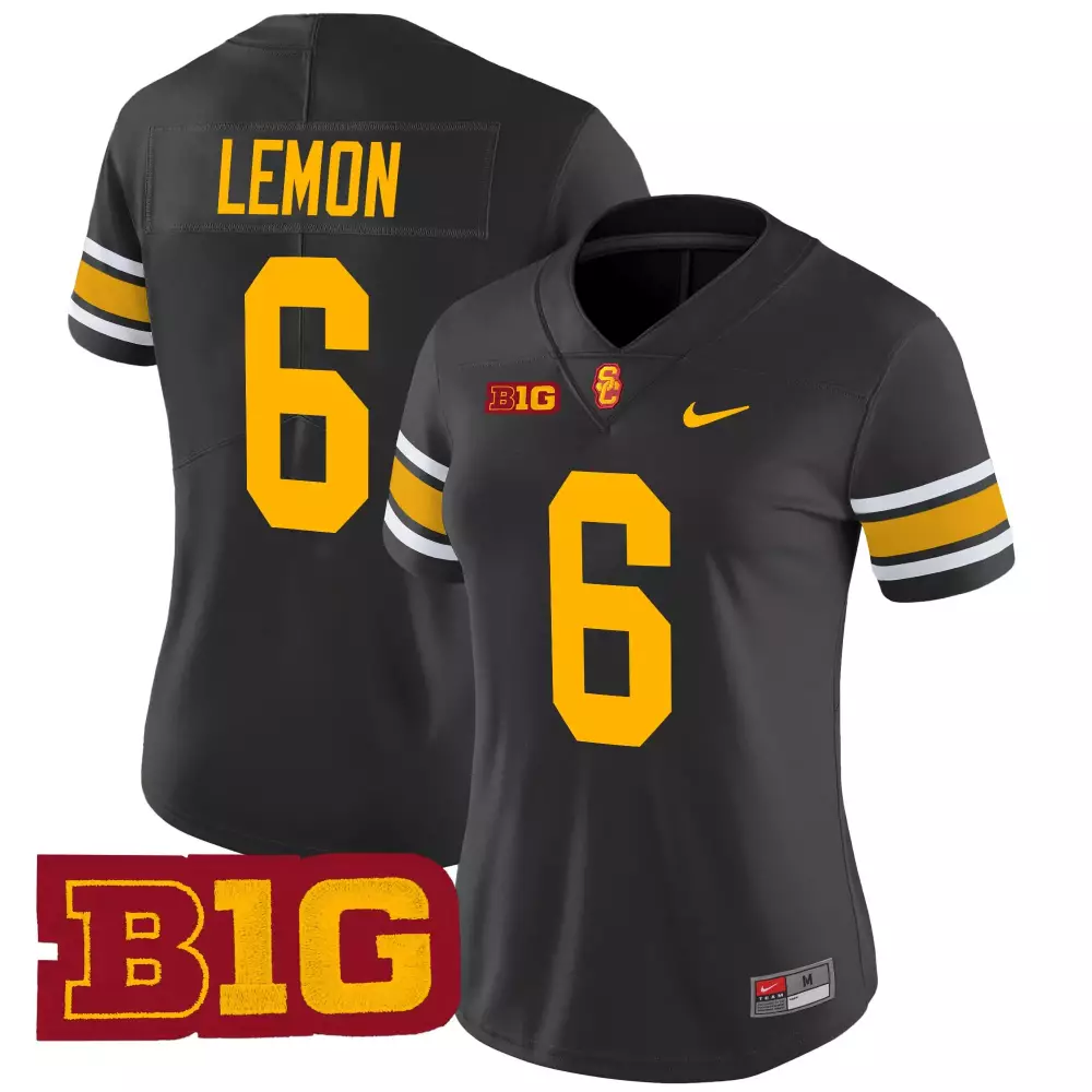 lemon 6 women s usc trojans black vapor jersey all stitched b1g patch 2025