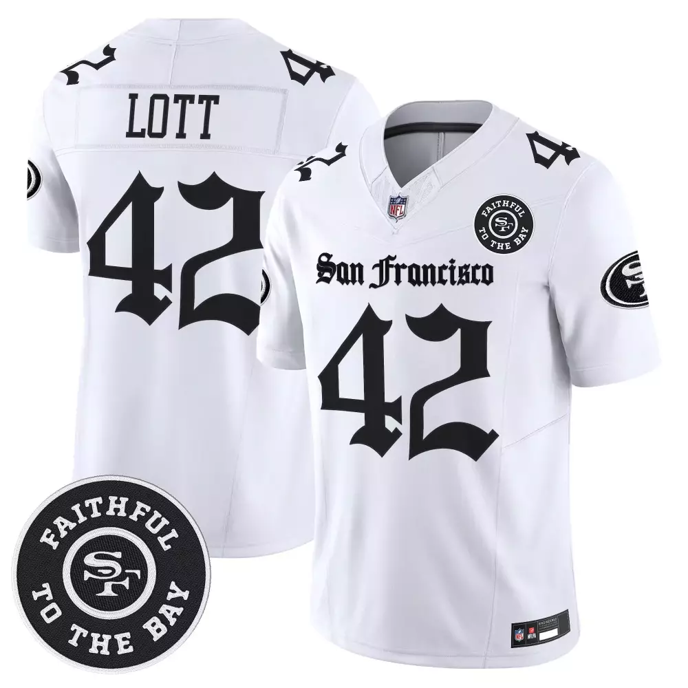 Lott 42 San Francisco 49ers Vapor Limited Jersey | White Faithful to the Bay Patch 2023 | Limited Edition Fan Gear for Men, Women & Youth